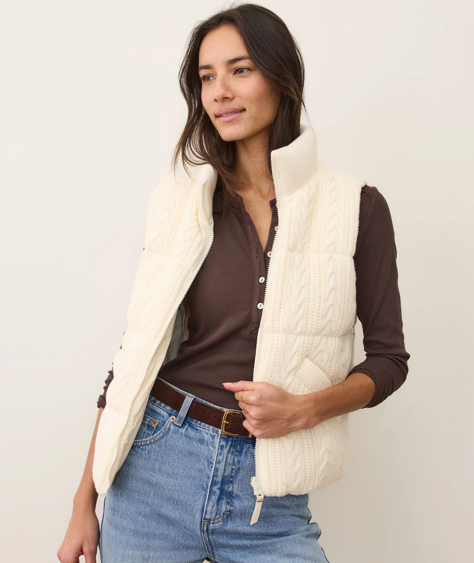 Alba Cable Knit Reversible Puffer Vest - Image 2