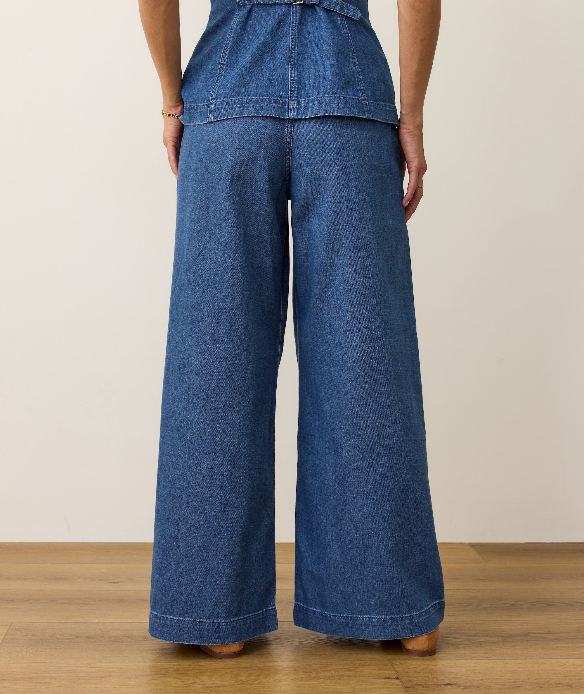Allison Pleated Wide Leg Denim Trouser - Image 3