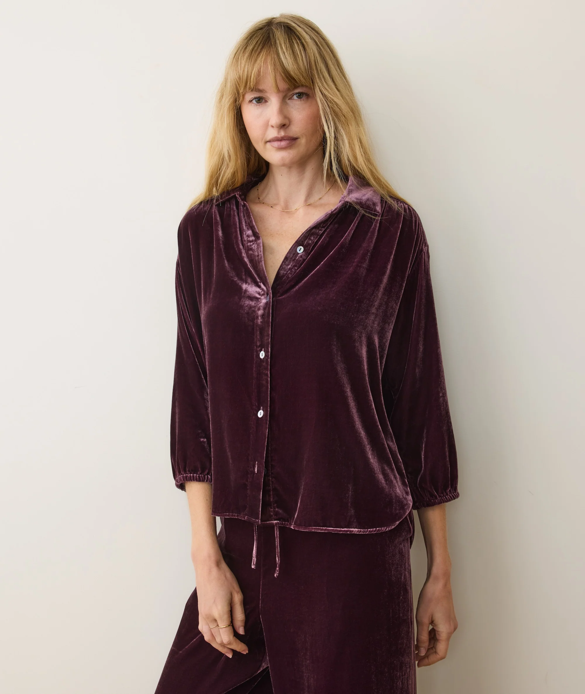 Bella Velvet Button Down - Image 2