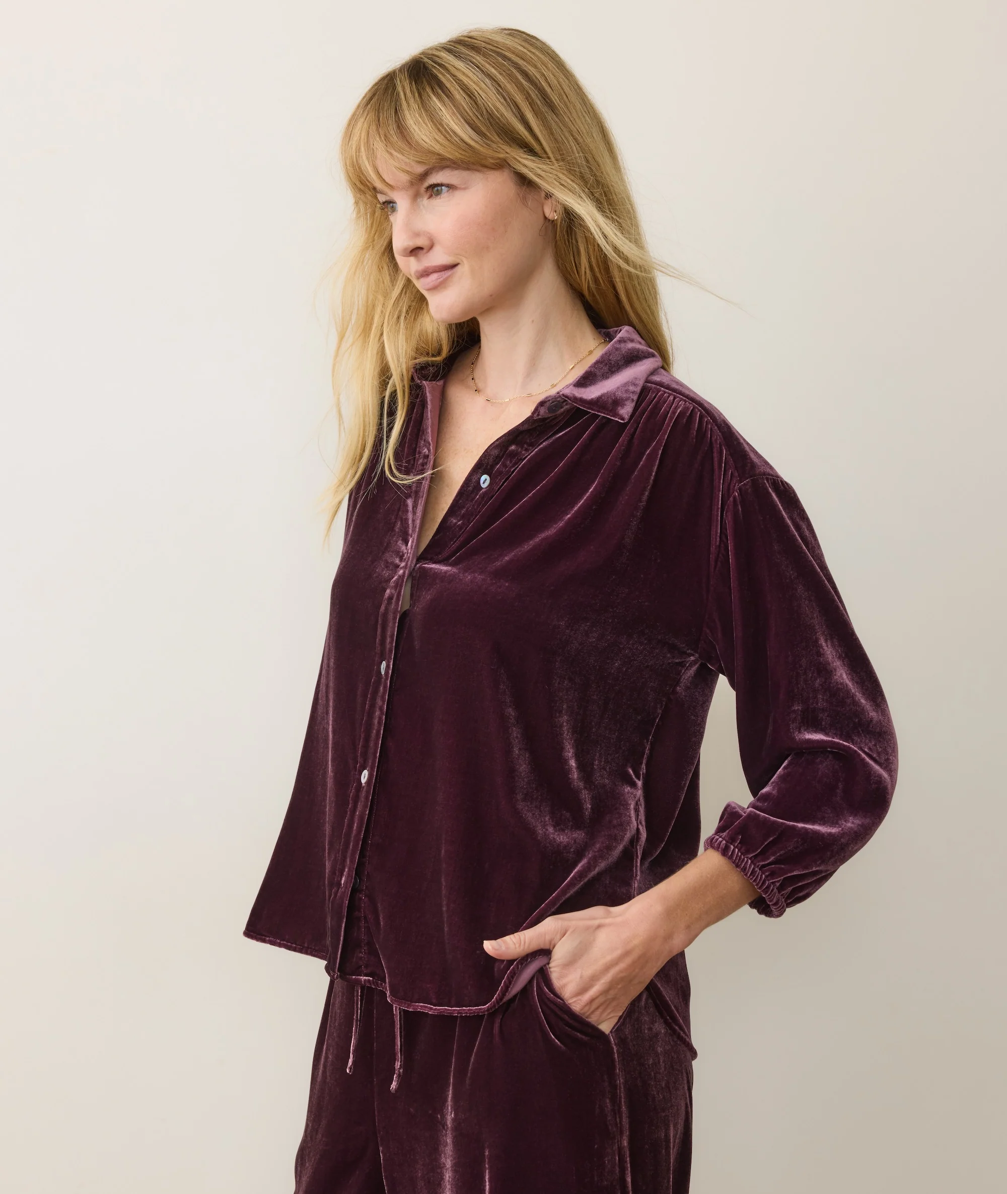 Bella Velvet Button Down - Image 3