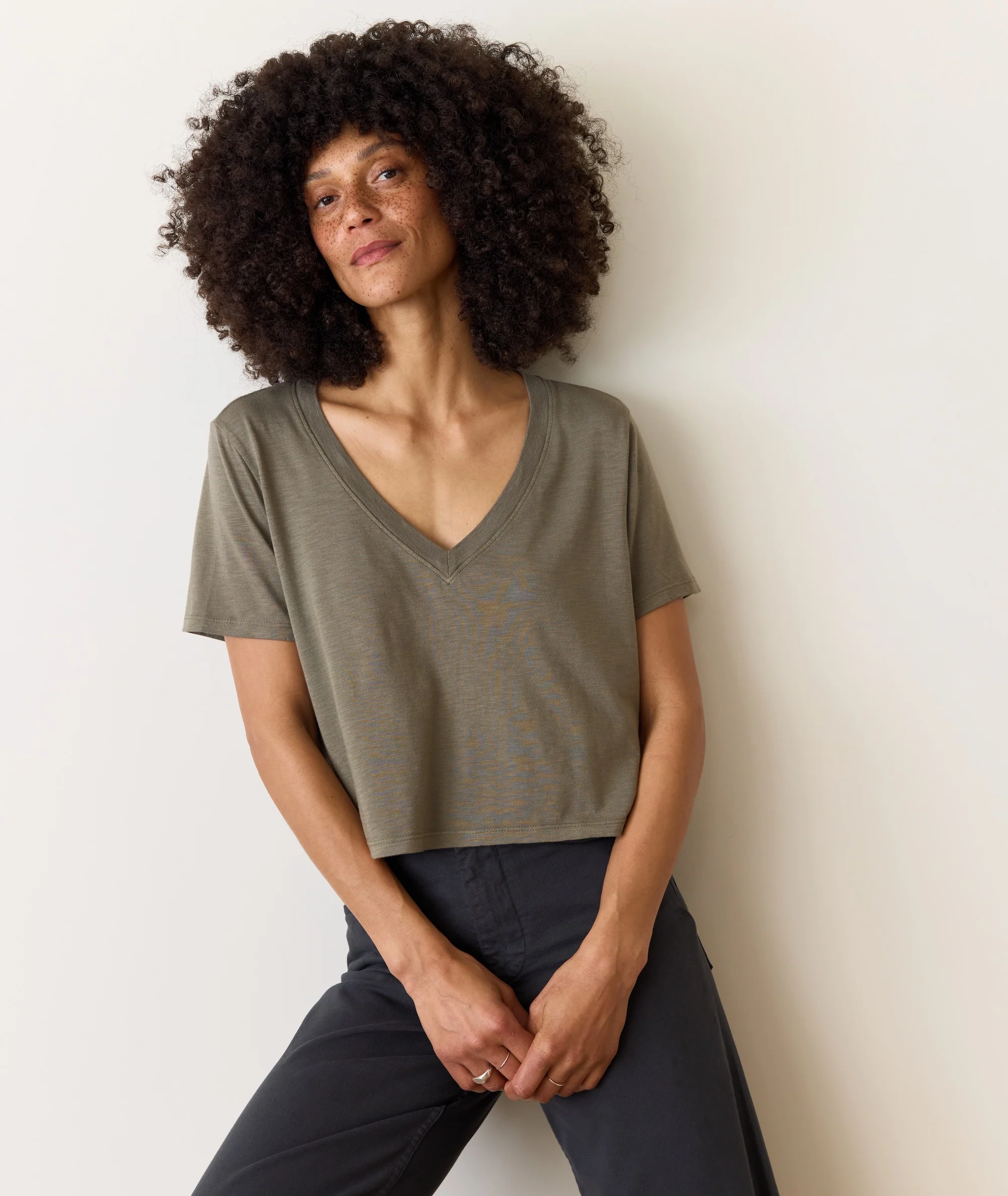 Boyfriend V-Neck Crop - Image 2