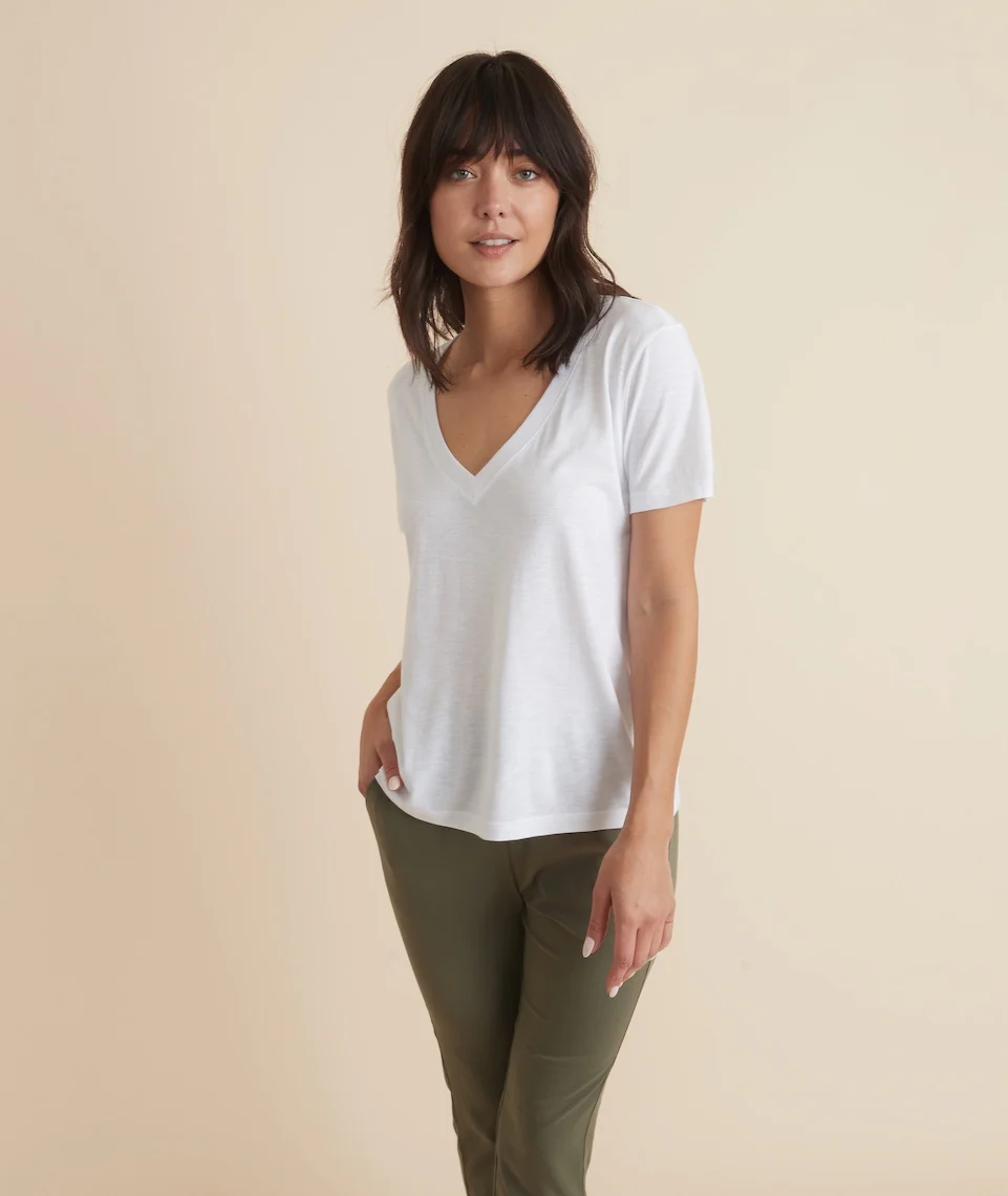 Boyfriend V-Neck in White - Image 4