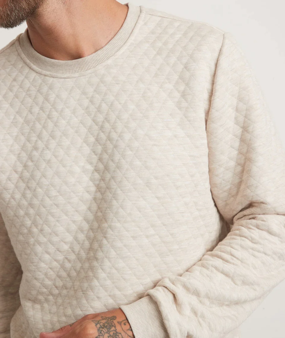 Men's Corbet Quilted Crewneck in Oat - Image 6