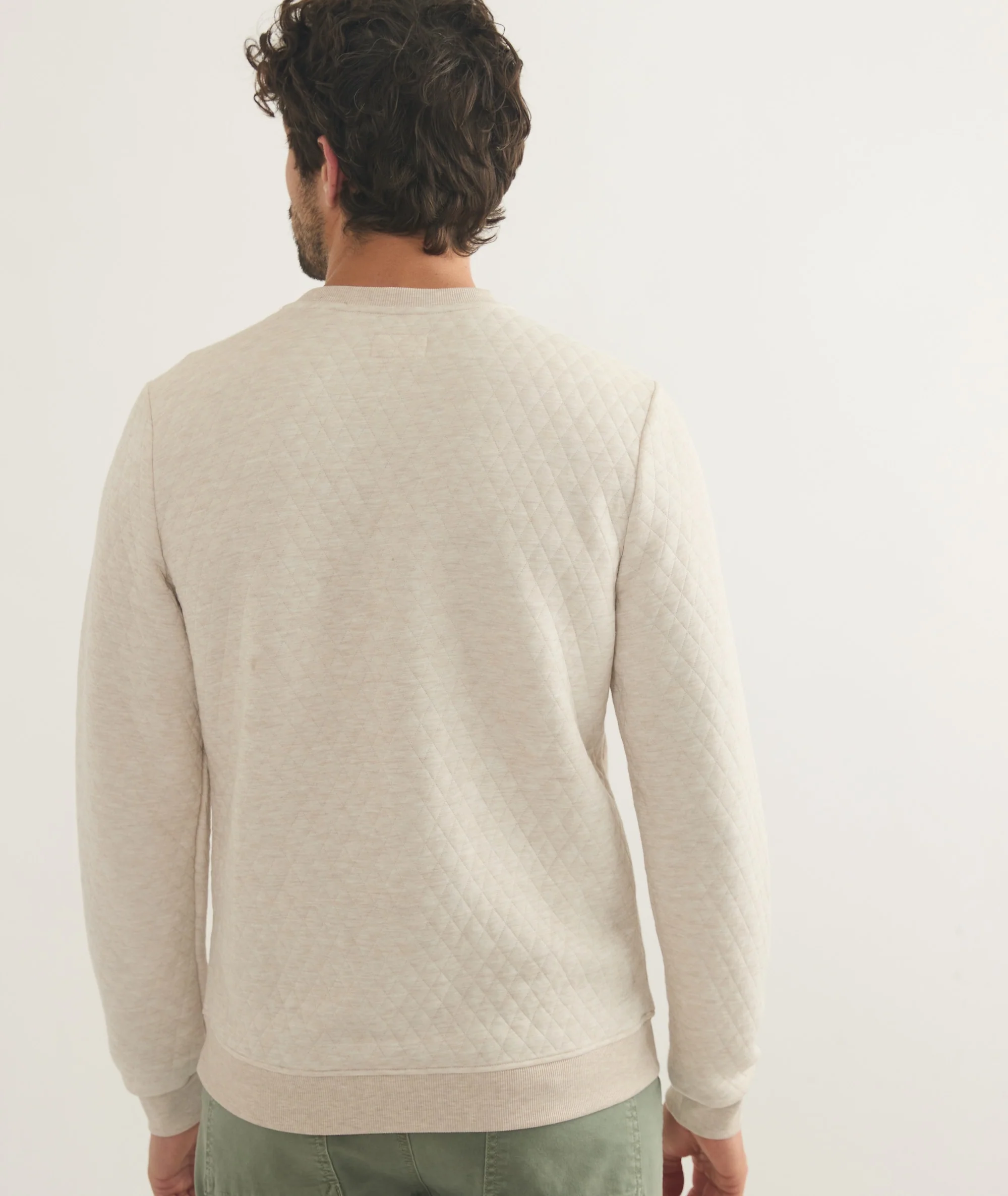 Men's Corbet Quilted Crewneck in Oat - Image 9