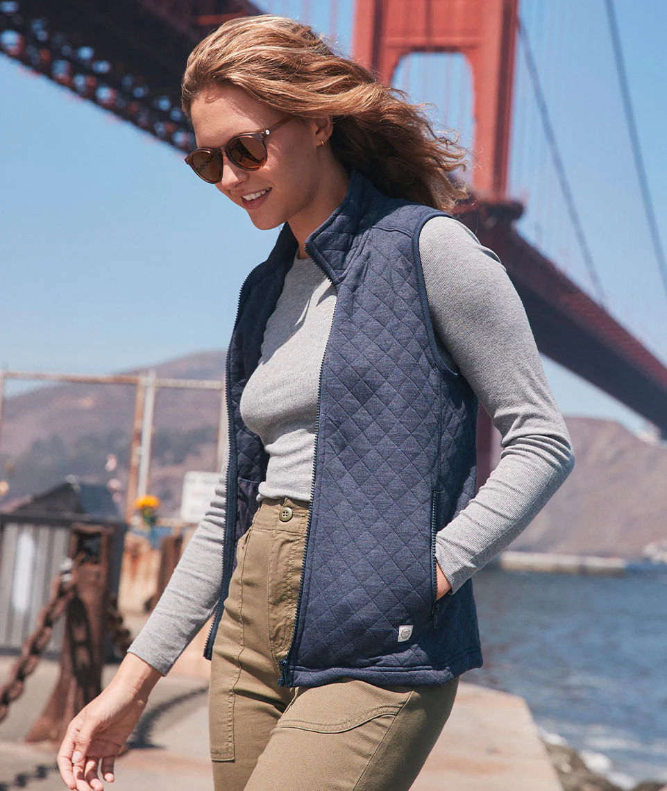 Women's Corbet Full Zip Vest in Navy - Image 2