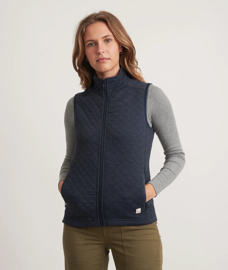 Women's Corbet Full Zip Vest in Navy - Image 4