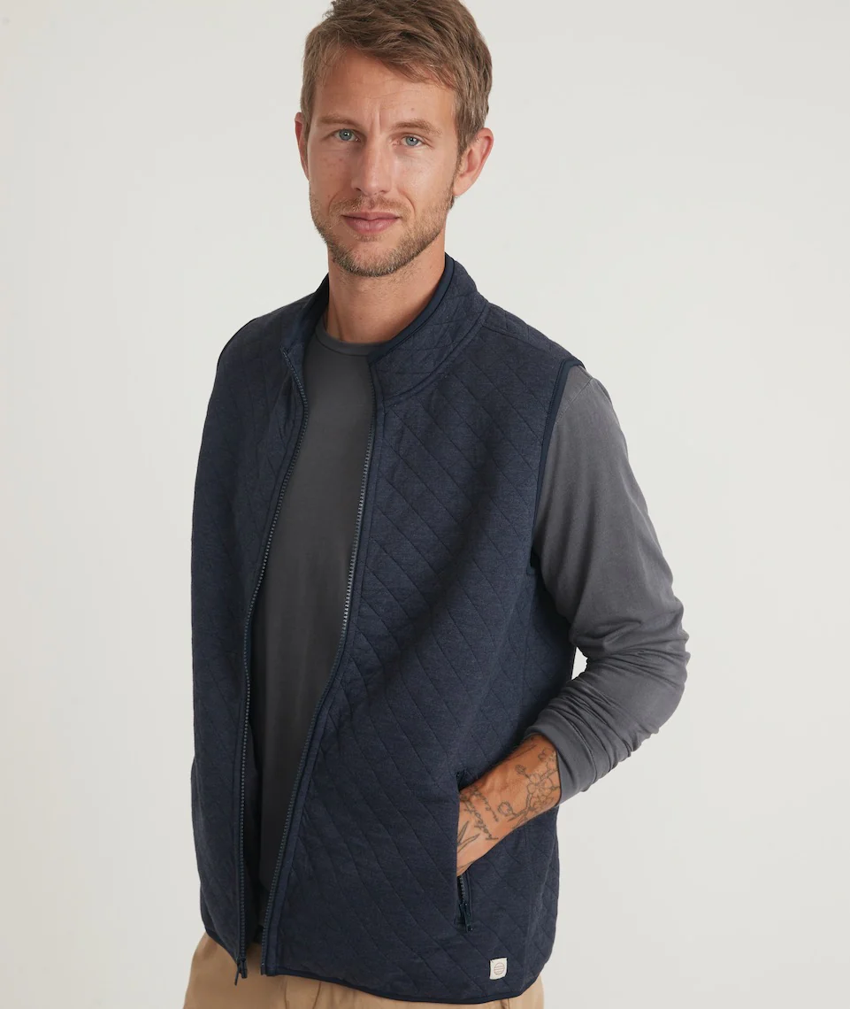 Men's Corbet Full Zip Vest in Navy - Image 3