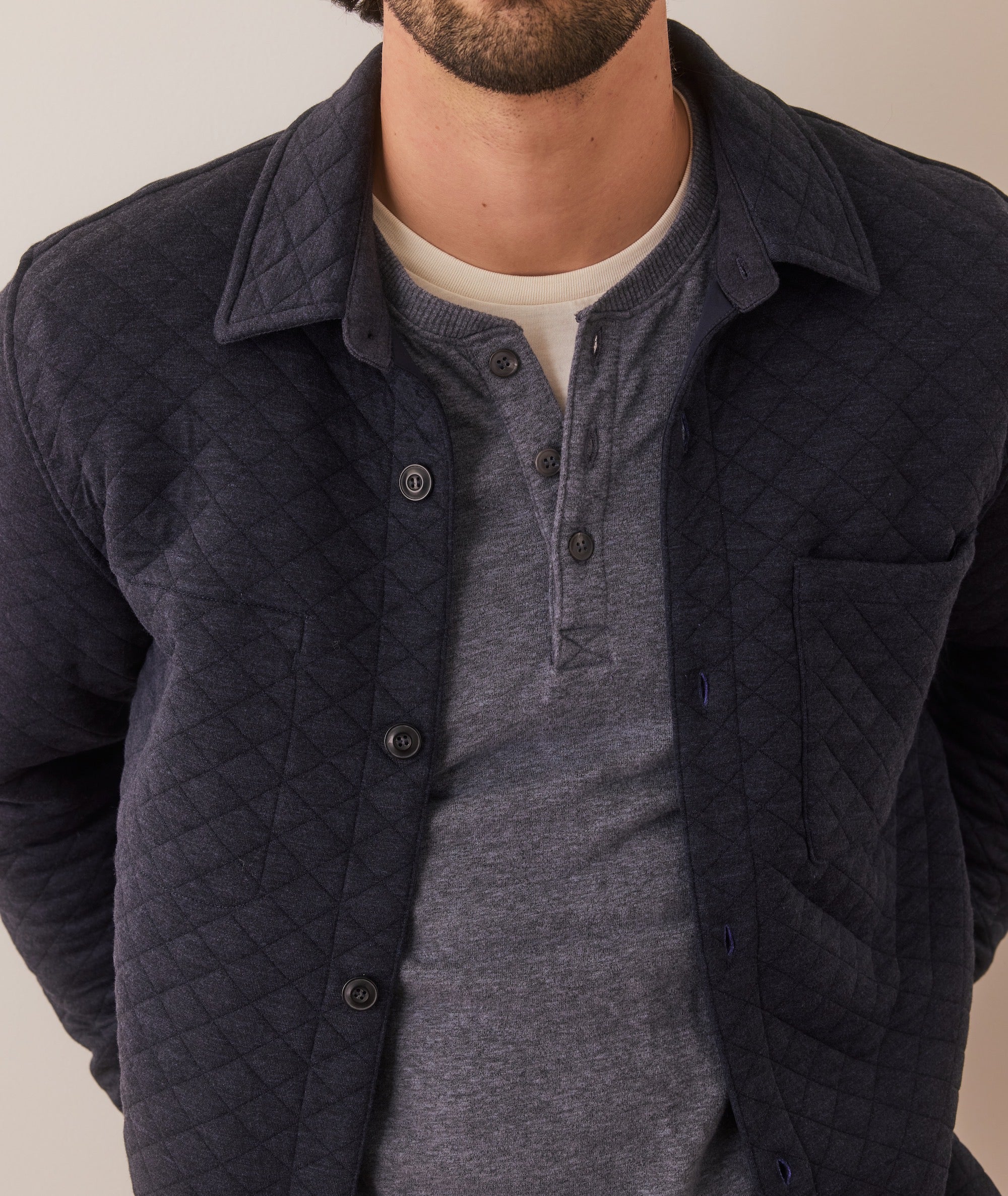 Men's Corbet Quilted Overshirt - Deep Ocean - Image 5