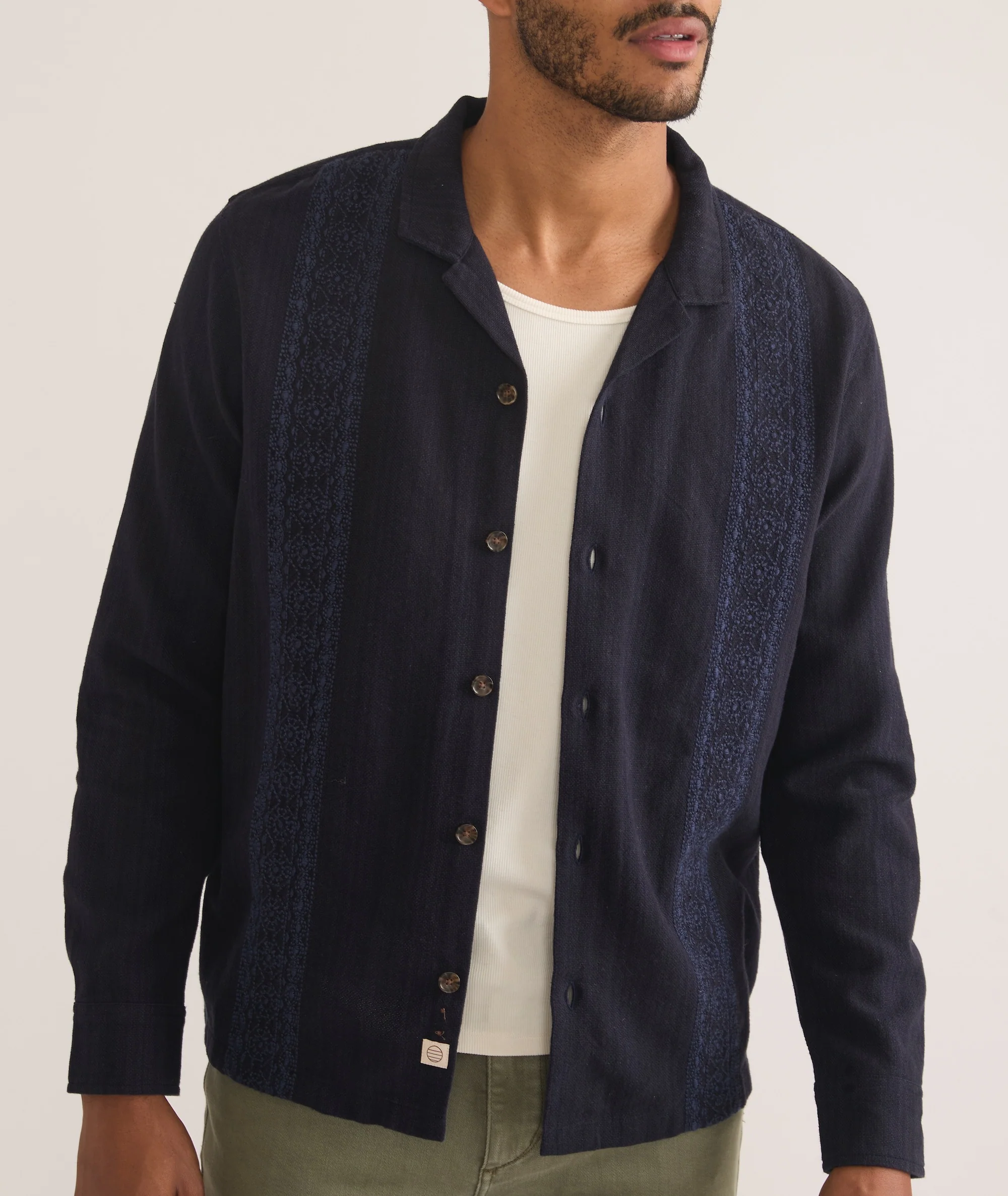 Embroidered Long Sleeve Resort Shirt - Image 5