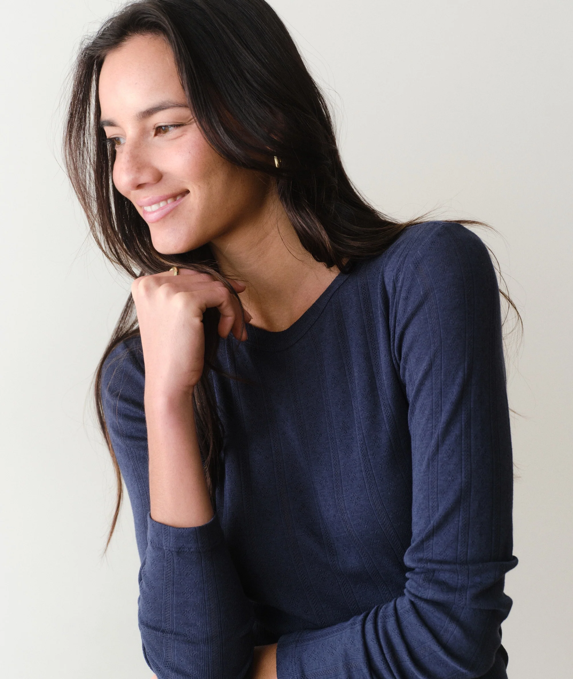 Lexi Pointelle Longsleeve Crew Tee - Image 3
