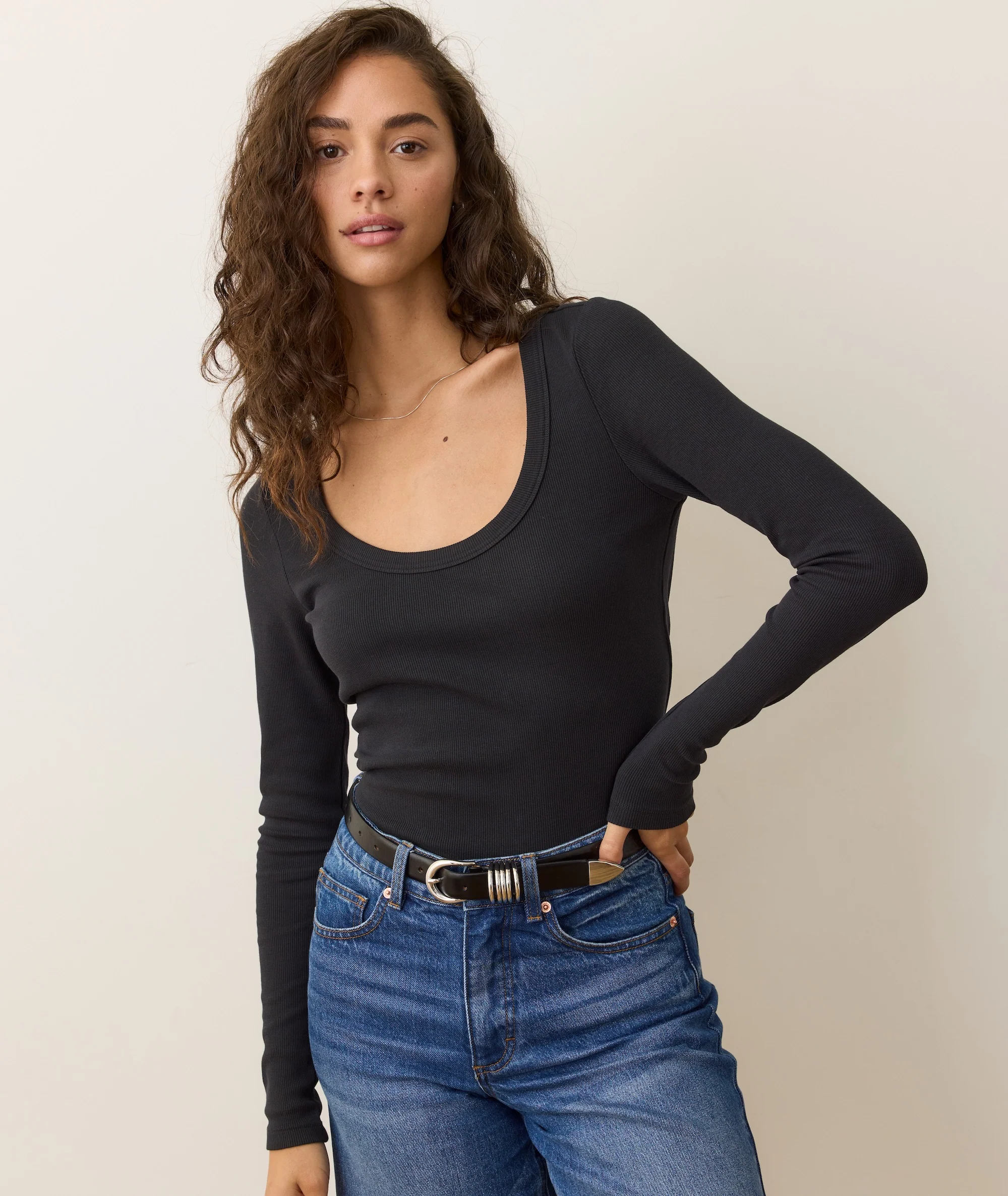 Lexi Rib Sun-In Longsleeve Scoop Tee - Image 2