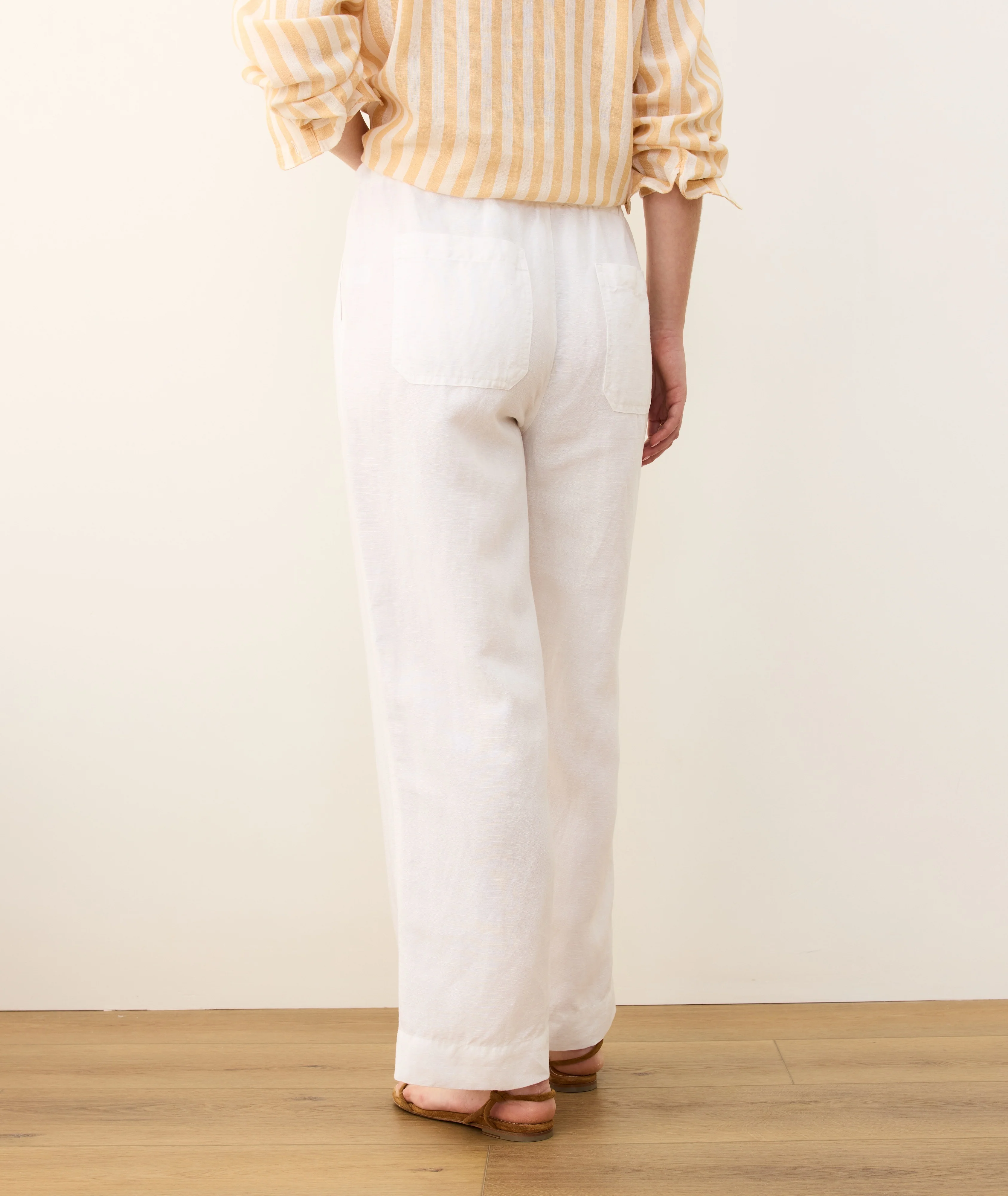 Linen Drawstring Straight Leg Pant - Image 3