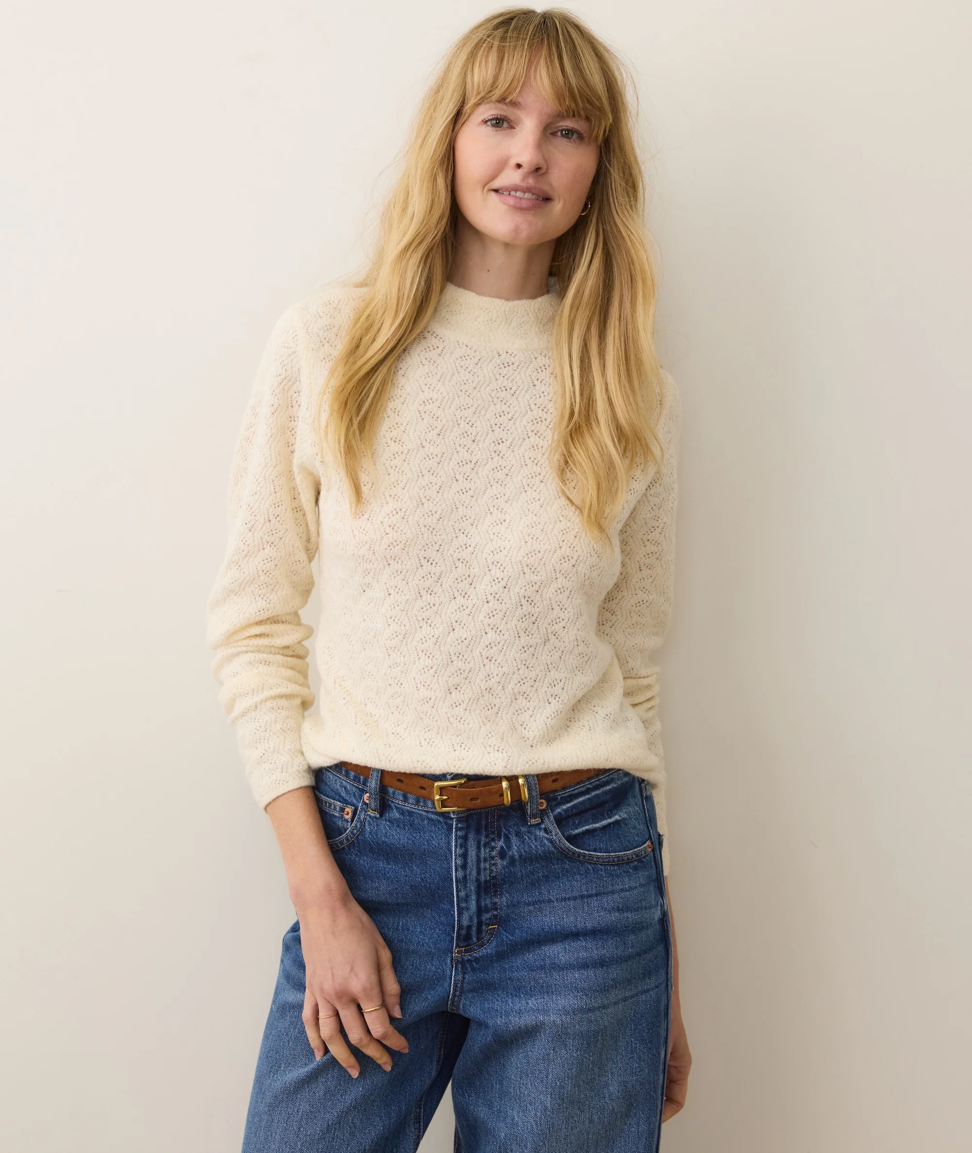Lucia Pointelle Mock Neck Sweater - Image 2
