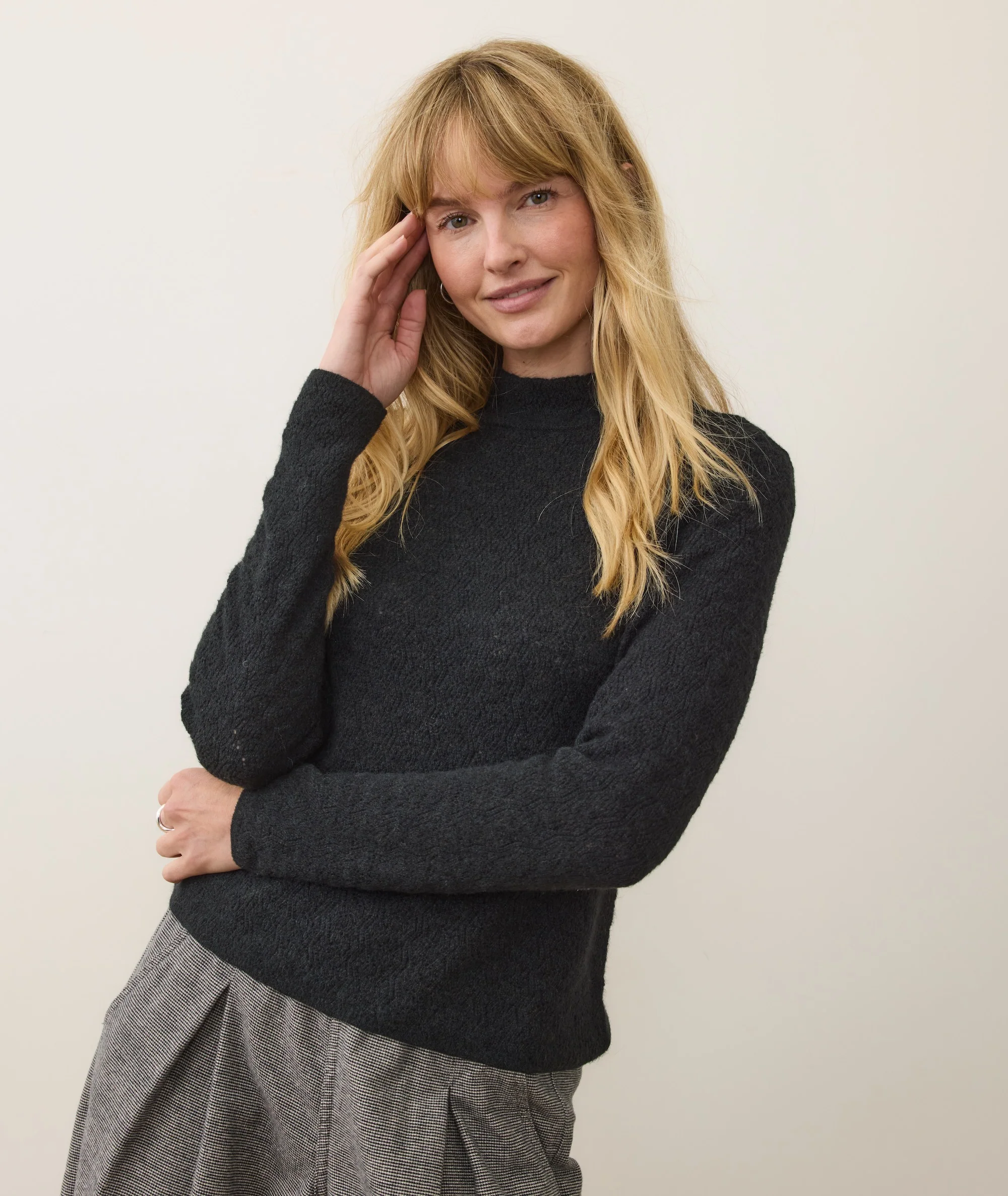 Lucia Pointelle Mock Neck Sweater - Image 3