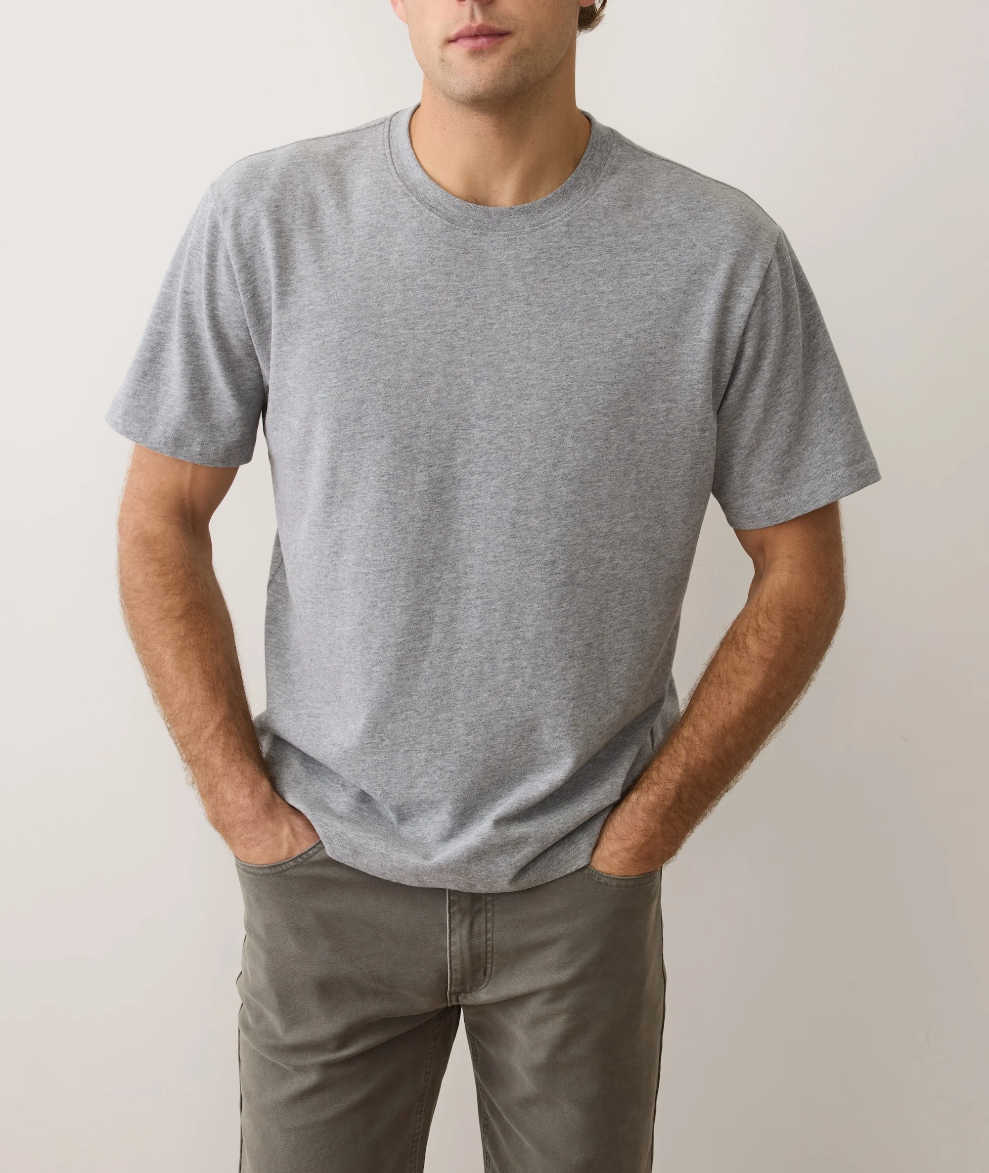 Men's Luxe Jersey Relaxed Tee in Heather Grey - Image 3