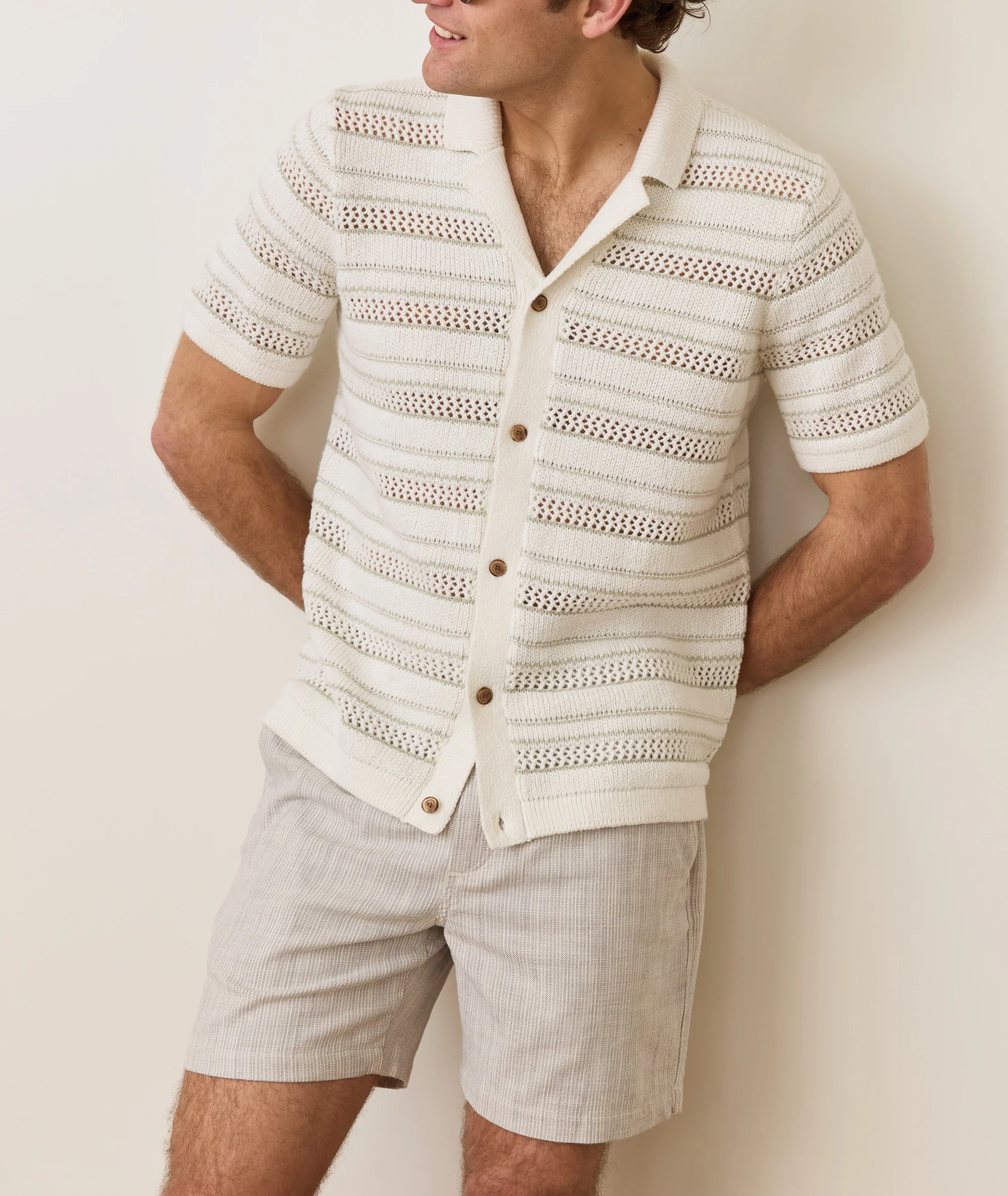 Open Knit Sweater Button-Down - Image 2