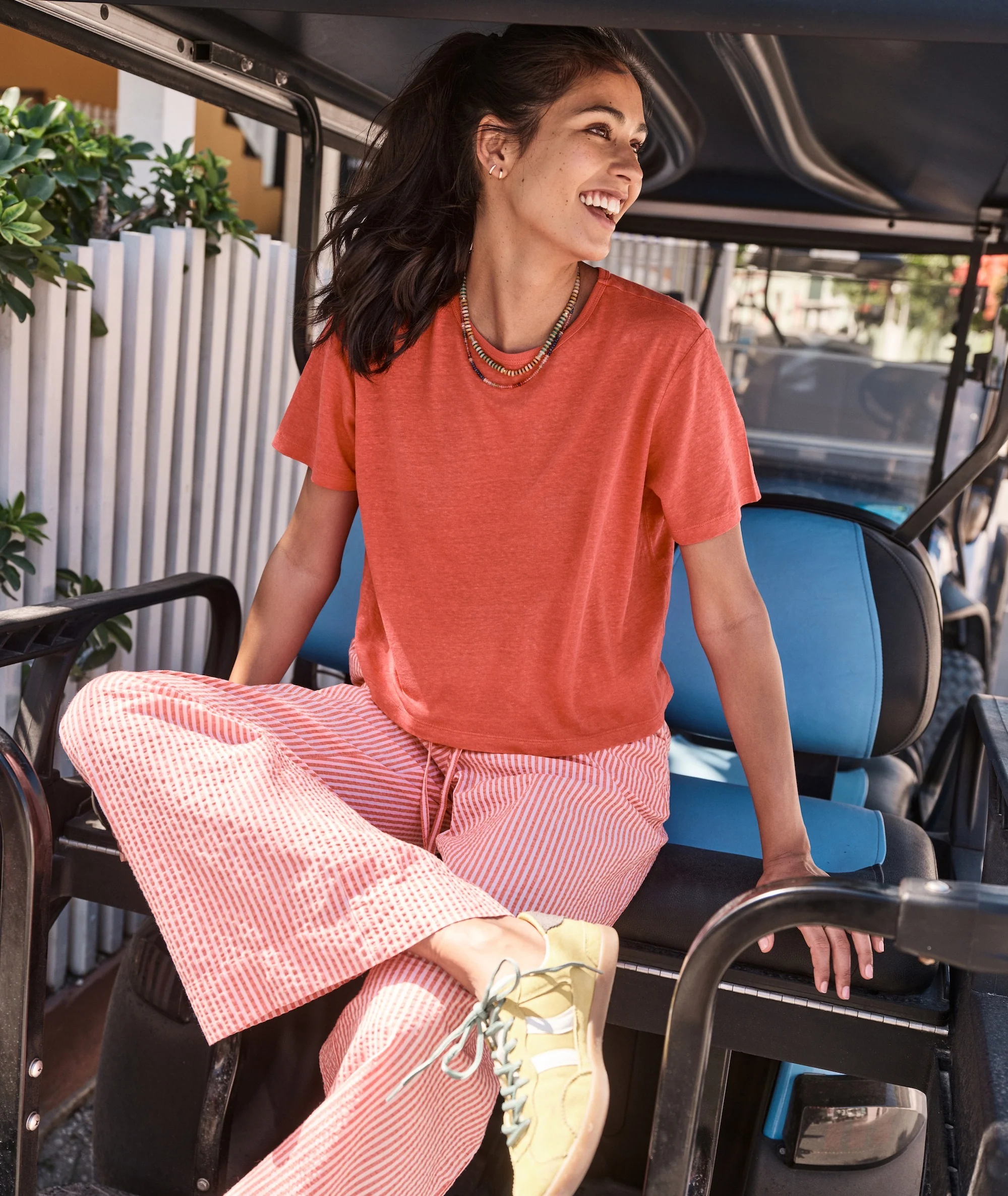 Seersucker Drawstring Wide Leg Pant - Image 7