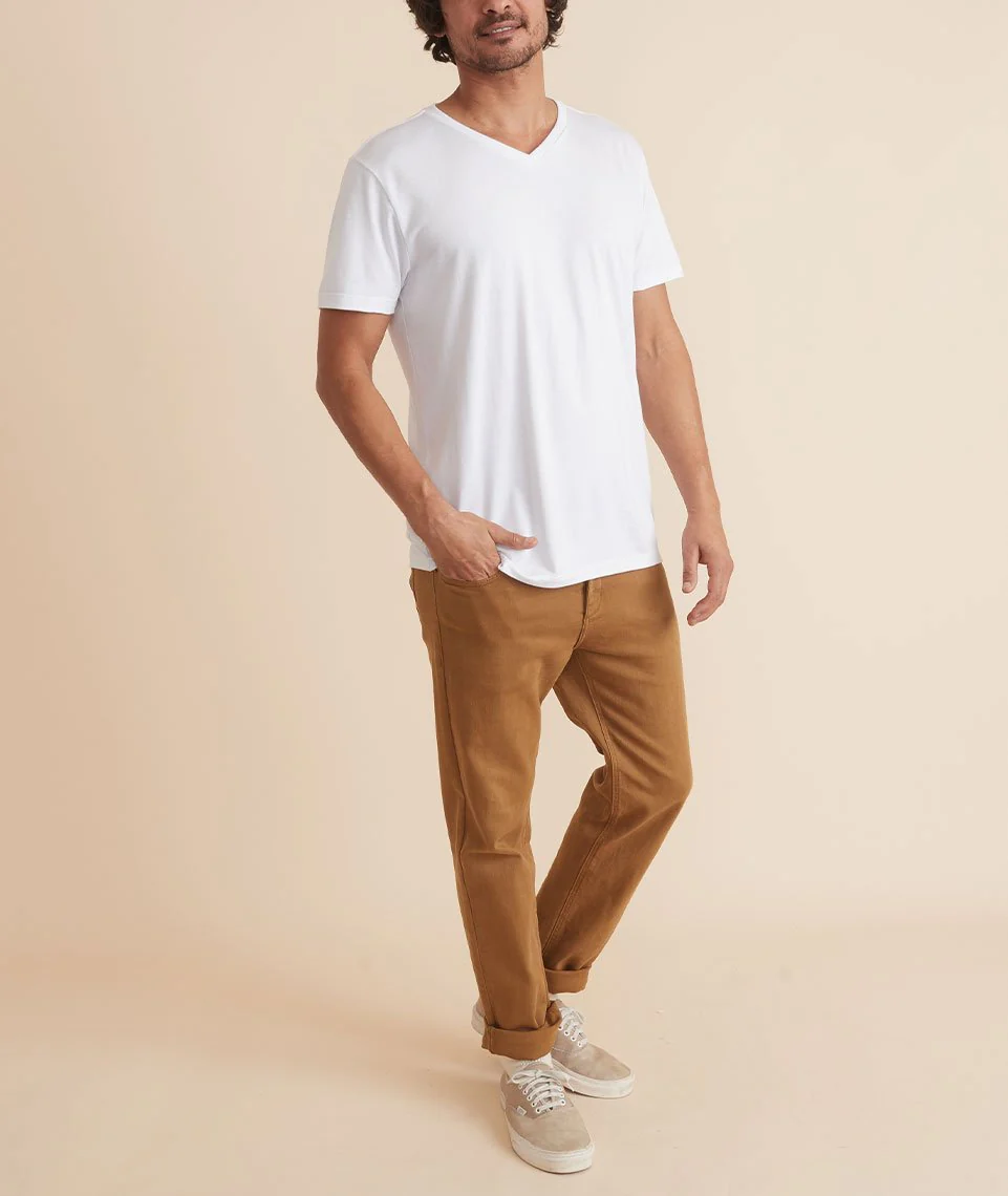 Signature V-Neck Tee in Pure White - Image 4