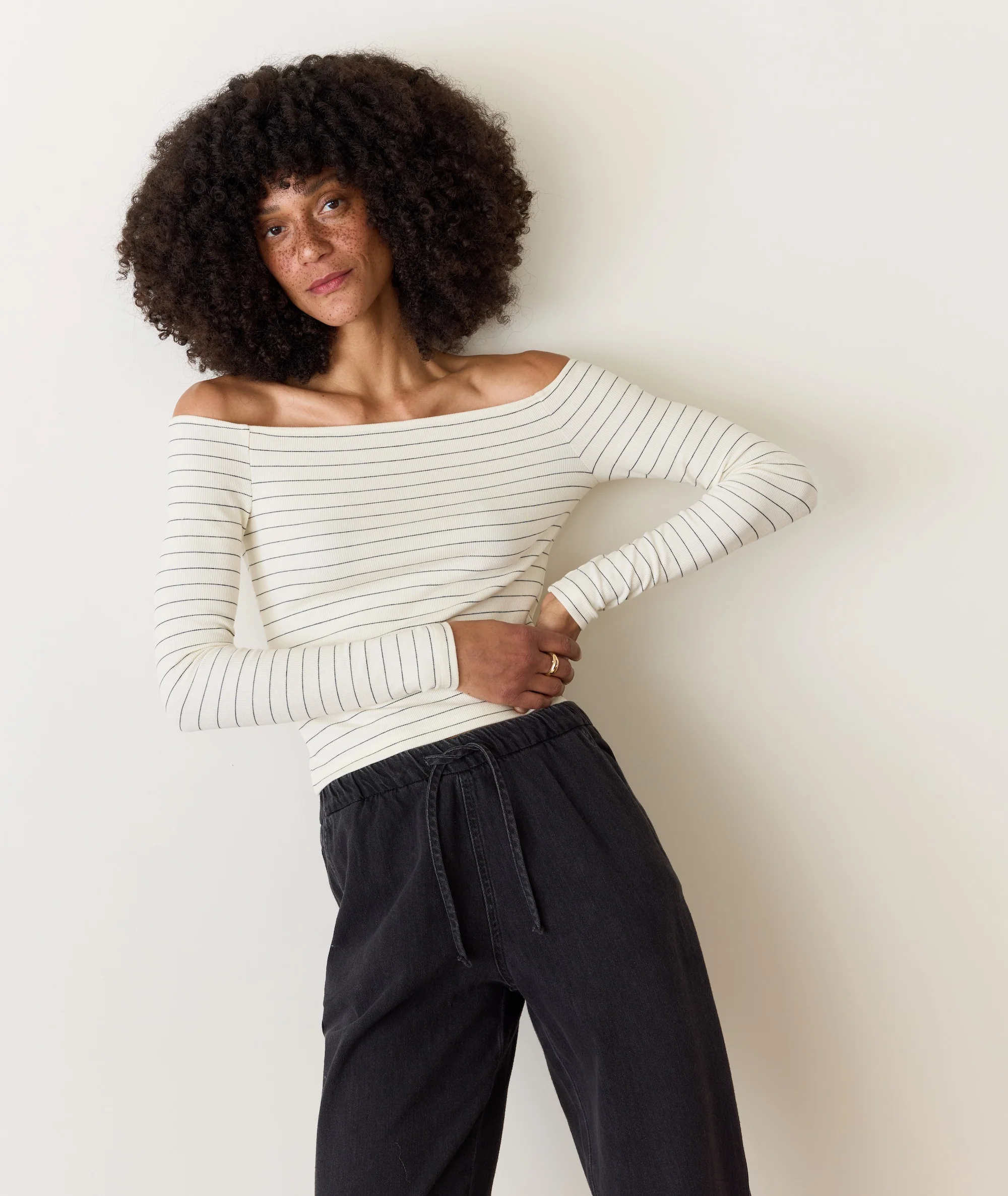 Lexi Rib Sun-In Off the Shoulder Top