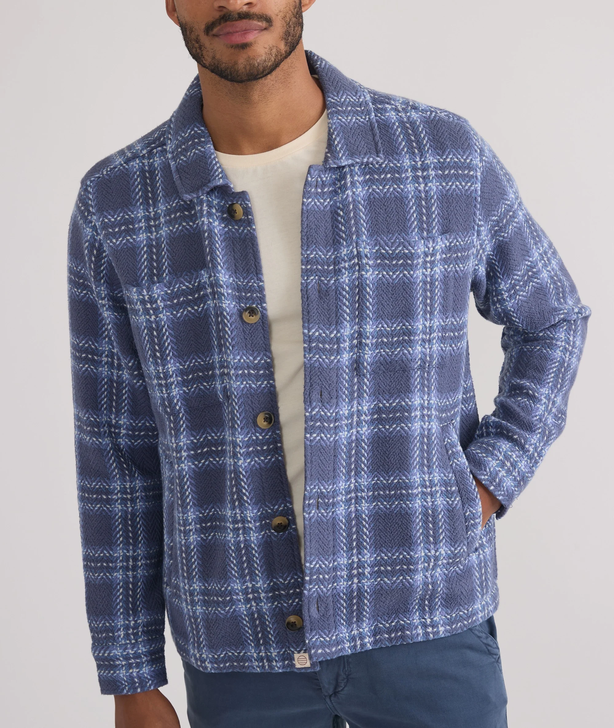 Textured Herringbone Overshirt - Image 6