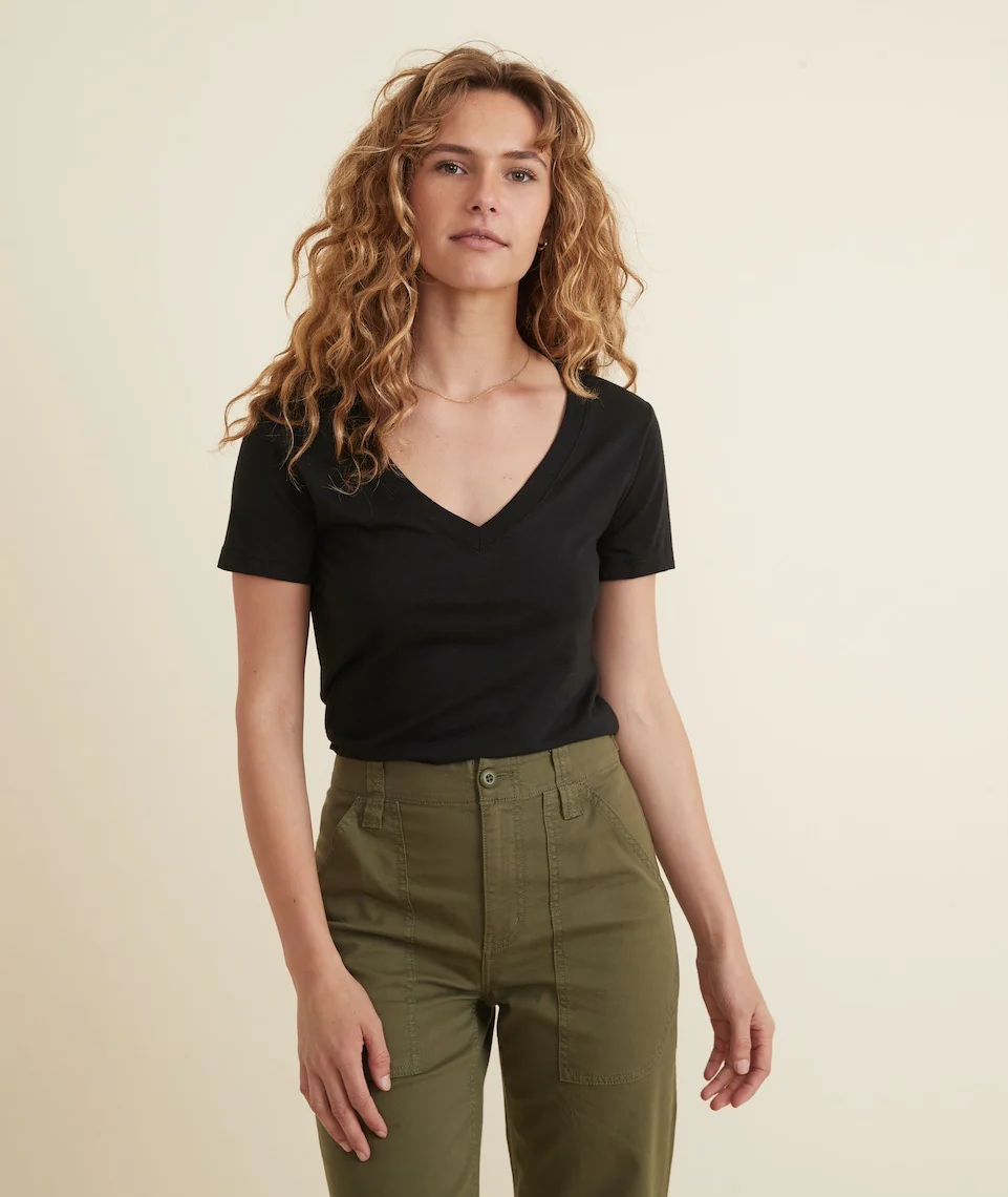 Classic V-Neck Tee in Black - Image 4