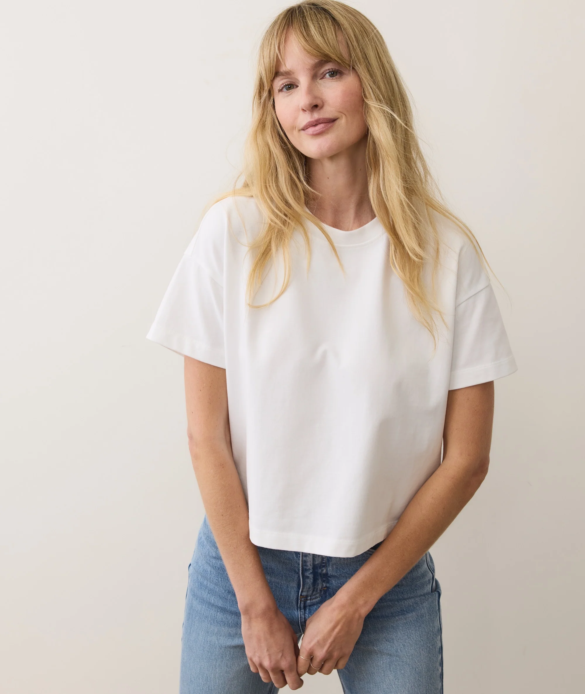 Women's Luxe Jersey Crew Tee in Bright White - Image 2