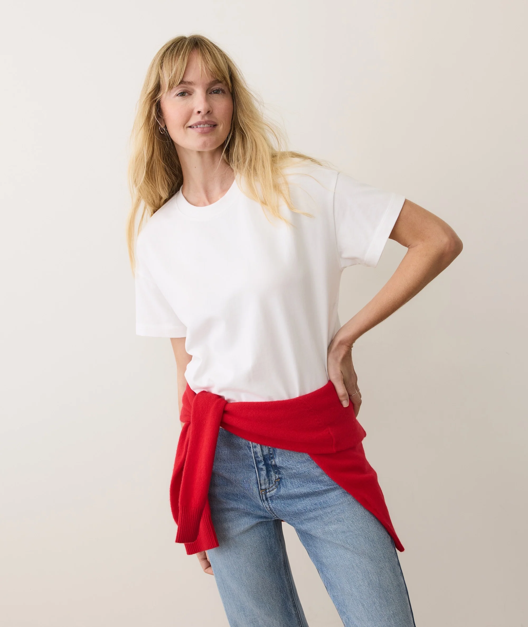 Women's Luxe Jersey Crew Tee in Bright White - Image 3