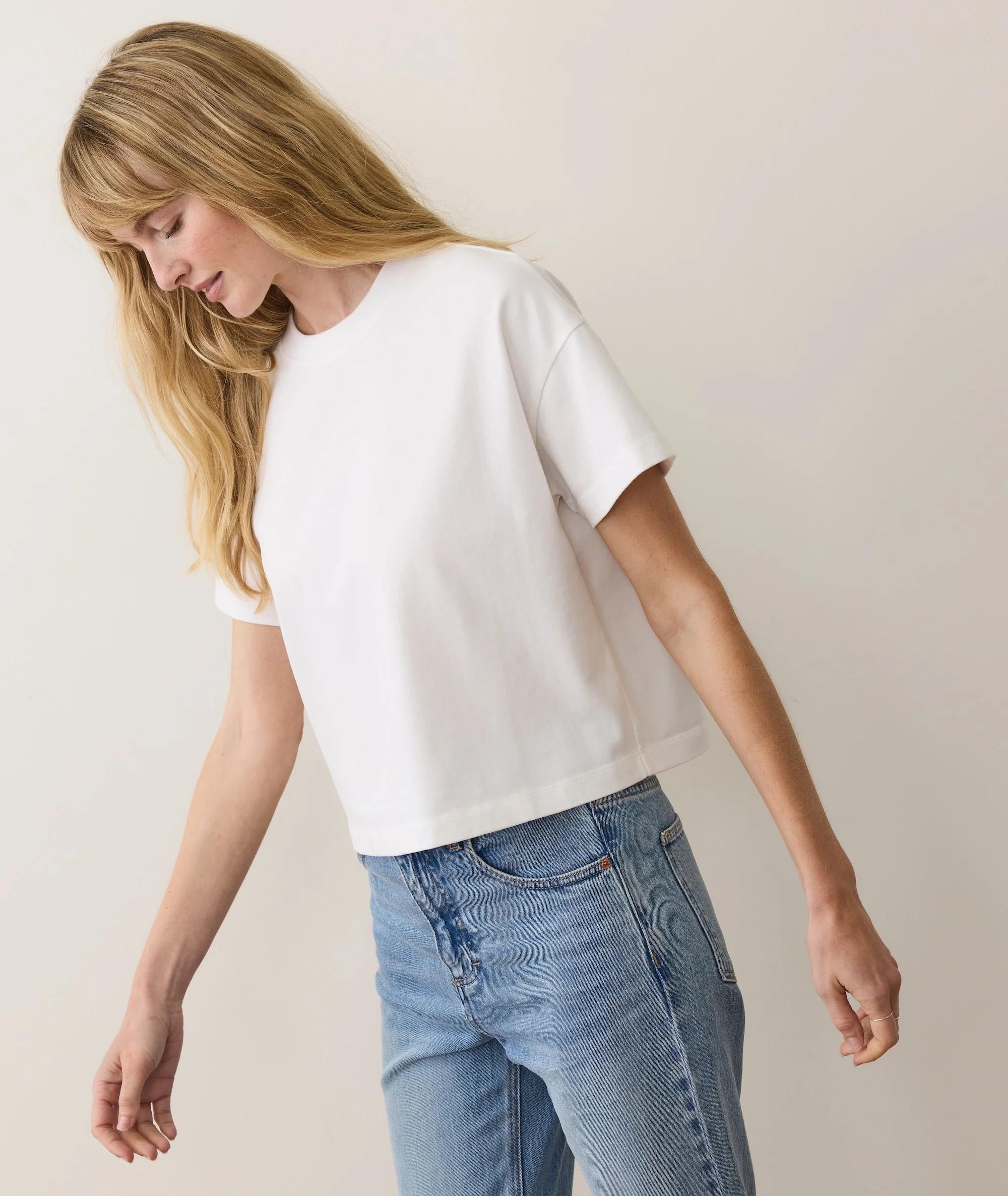 Women's Luxe Jersey Crew Tee in Bright White - Image 4
