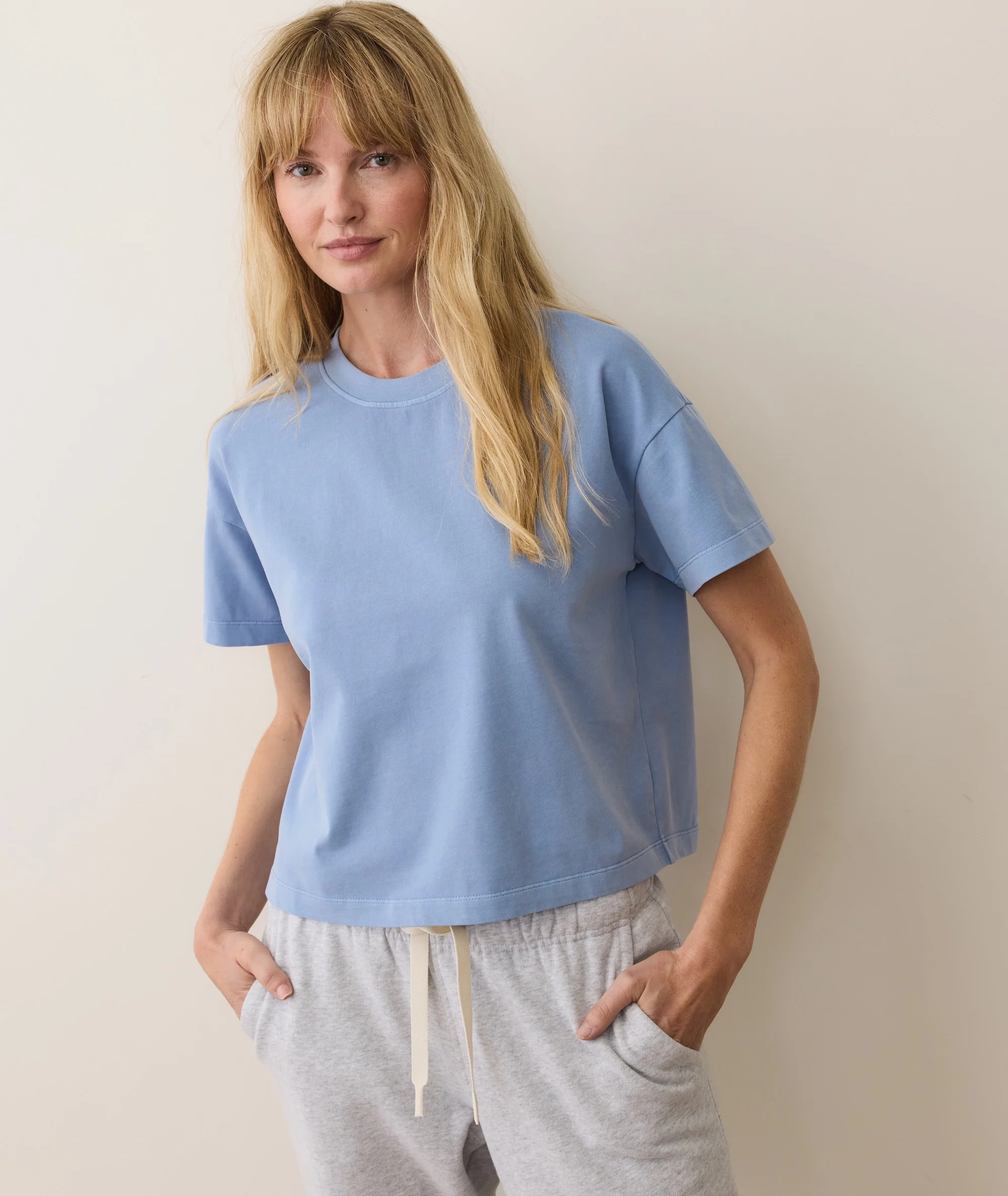 Women's Luxe Jersey Crew Tee in Coastal Blue - Image 3