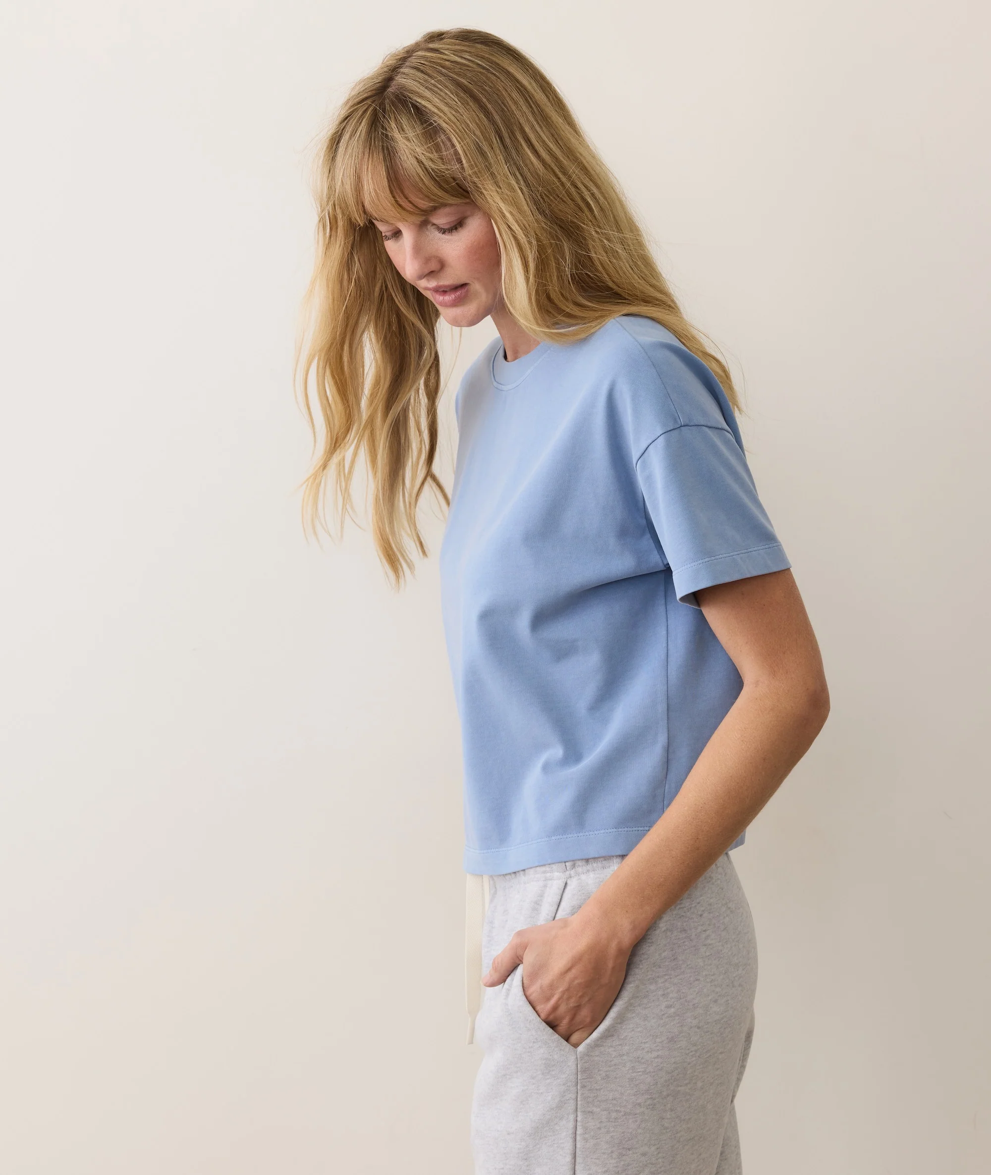 Women's Luxe Jersey Crew Tee in Coastal Blue - Image 4