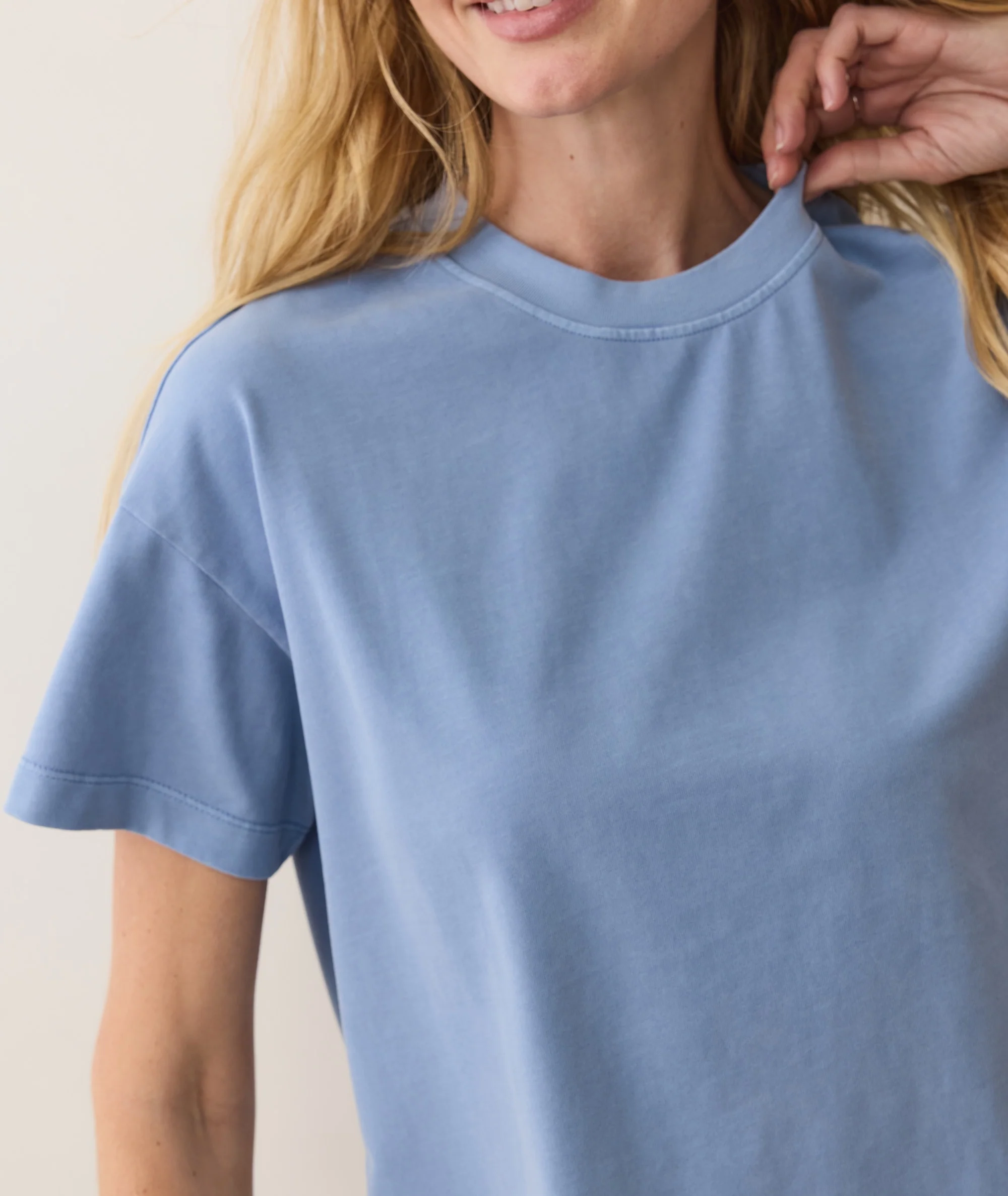 Women's Luxe Jersey Crew Tee in Coastal Blue - Image 6