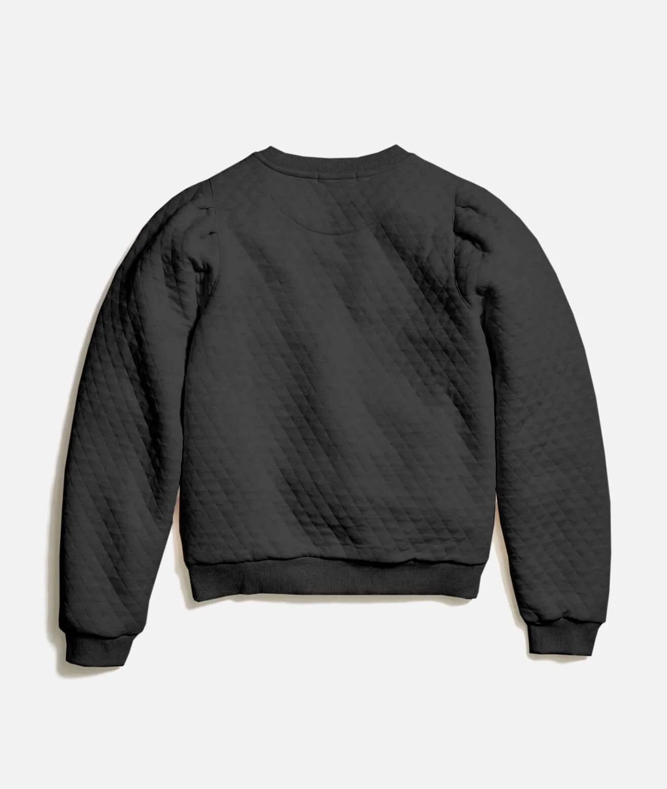 Women's Corbet Quilted Puff Sleeve Crewneck in Charcoal - Image 8