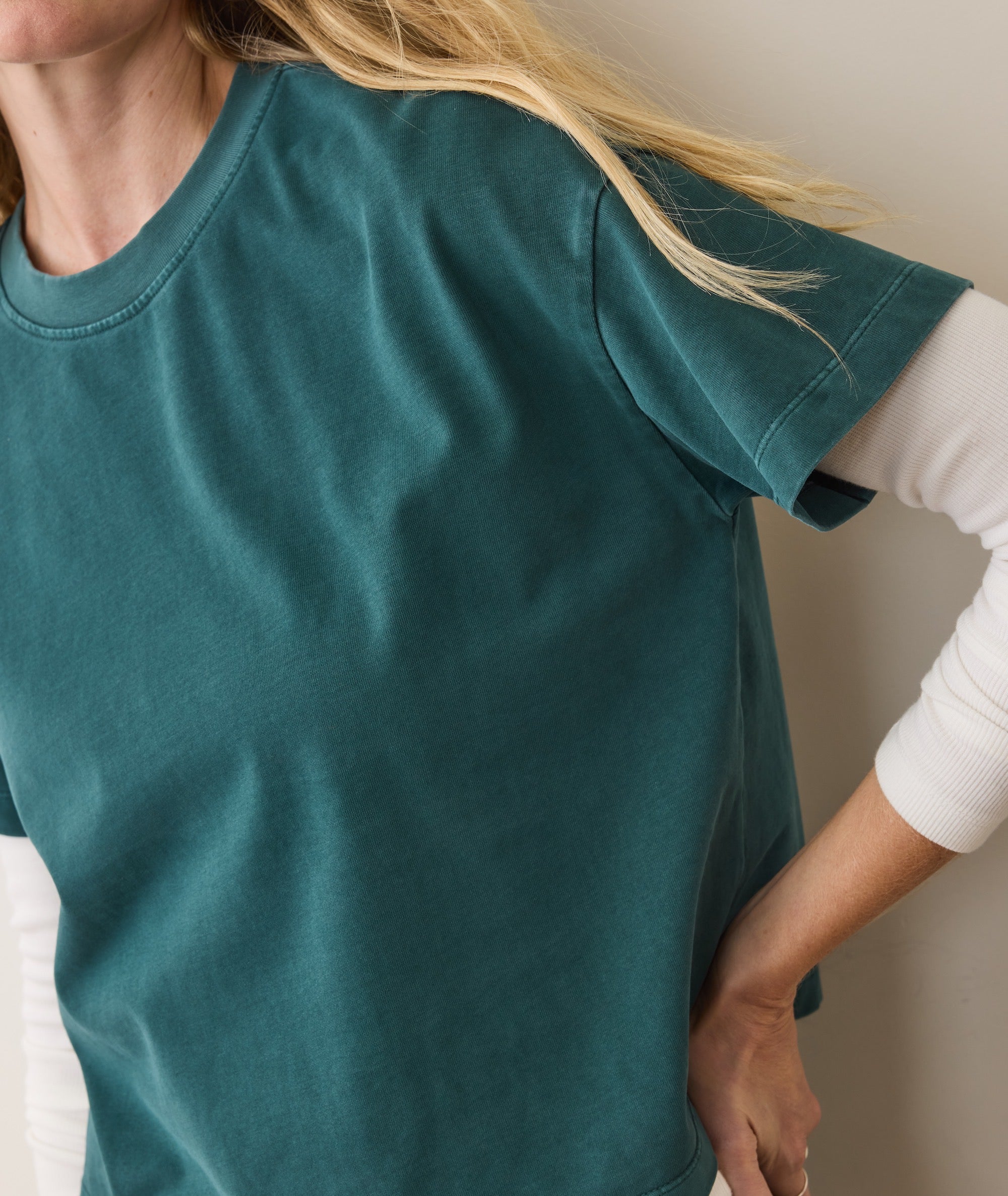 Women's Luxe Jersey Crew Tee in Rainforest - Image 2