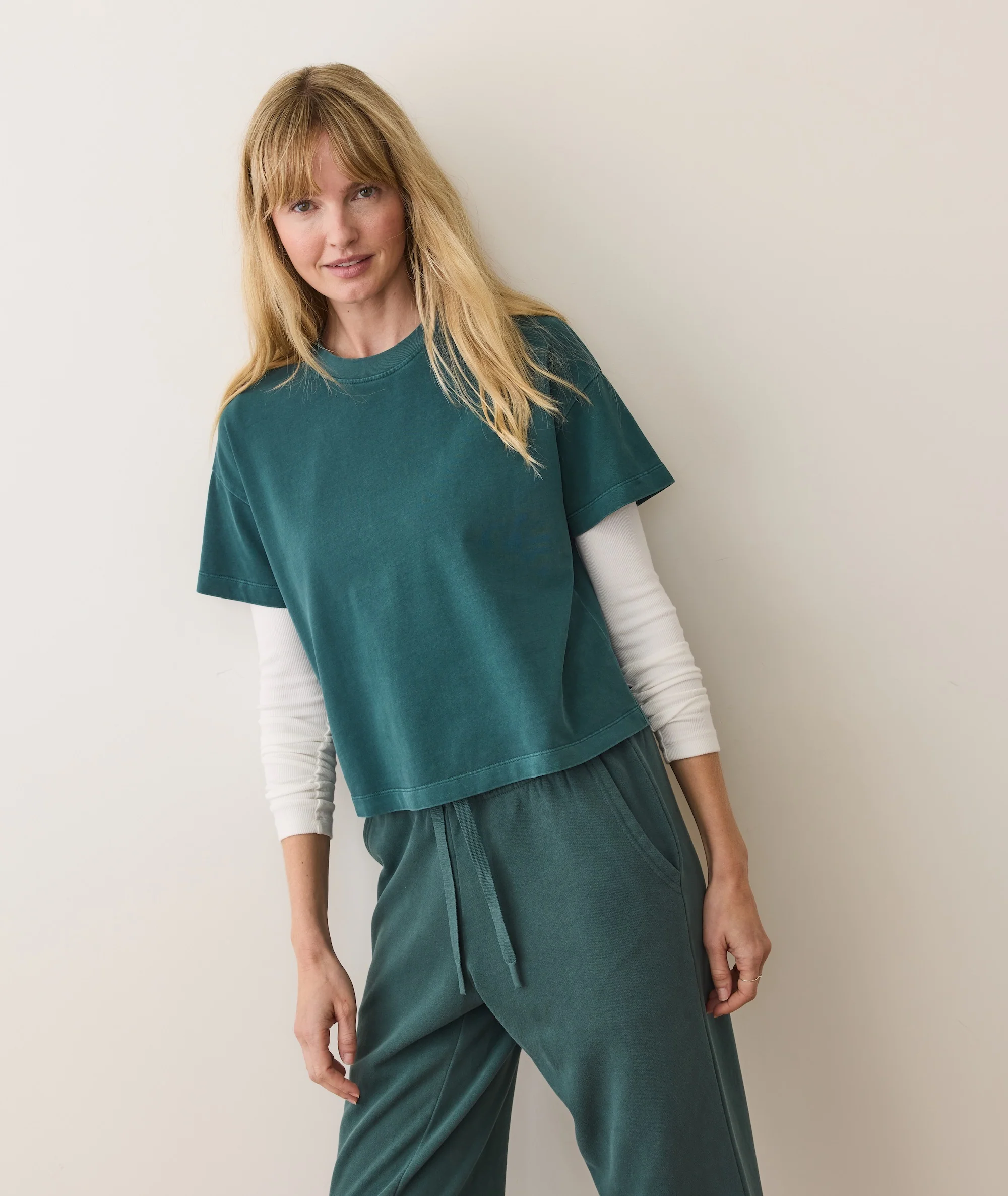 Women's Luxe Jersey Crew Tee in Rainforest - Image 3