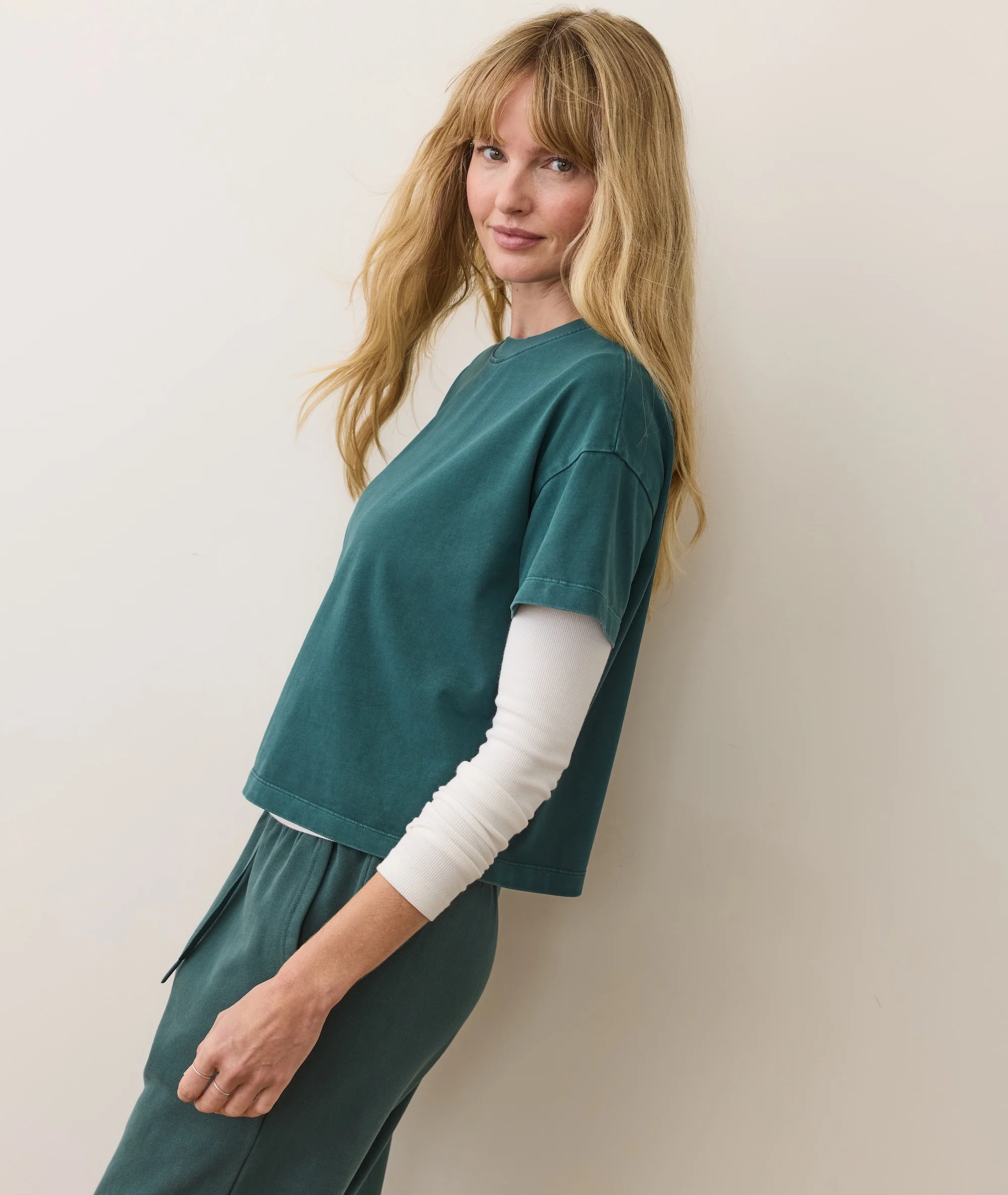 Women's Luxe Jersey Crew Tee in Rainforest - Image 4