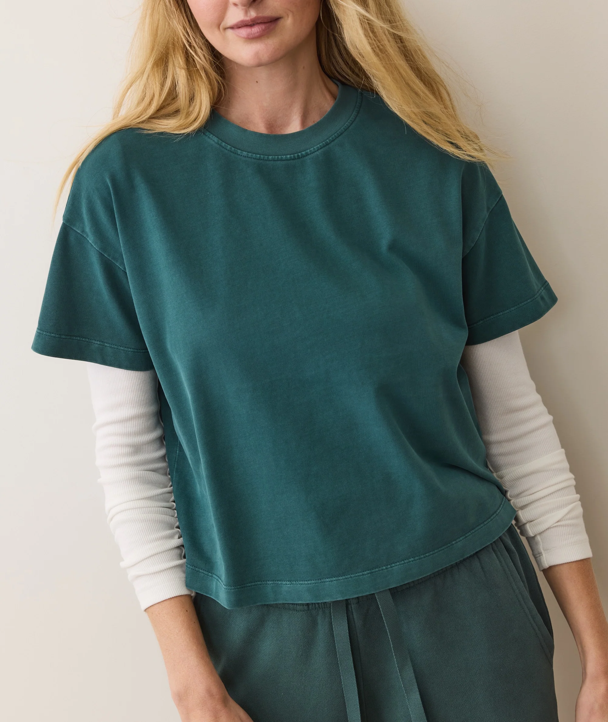 Women's Luxe Jersey Crew Tee in Rainforest - Image 7