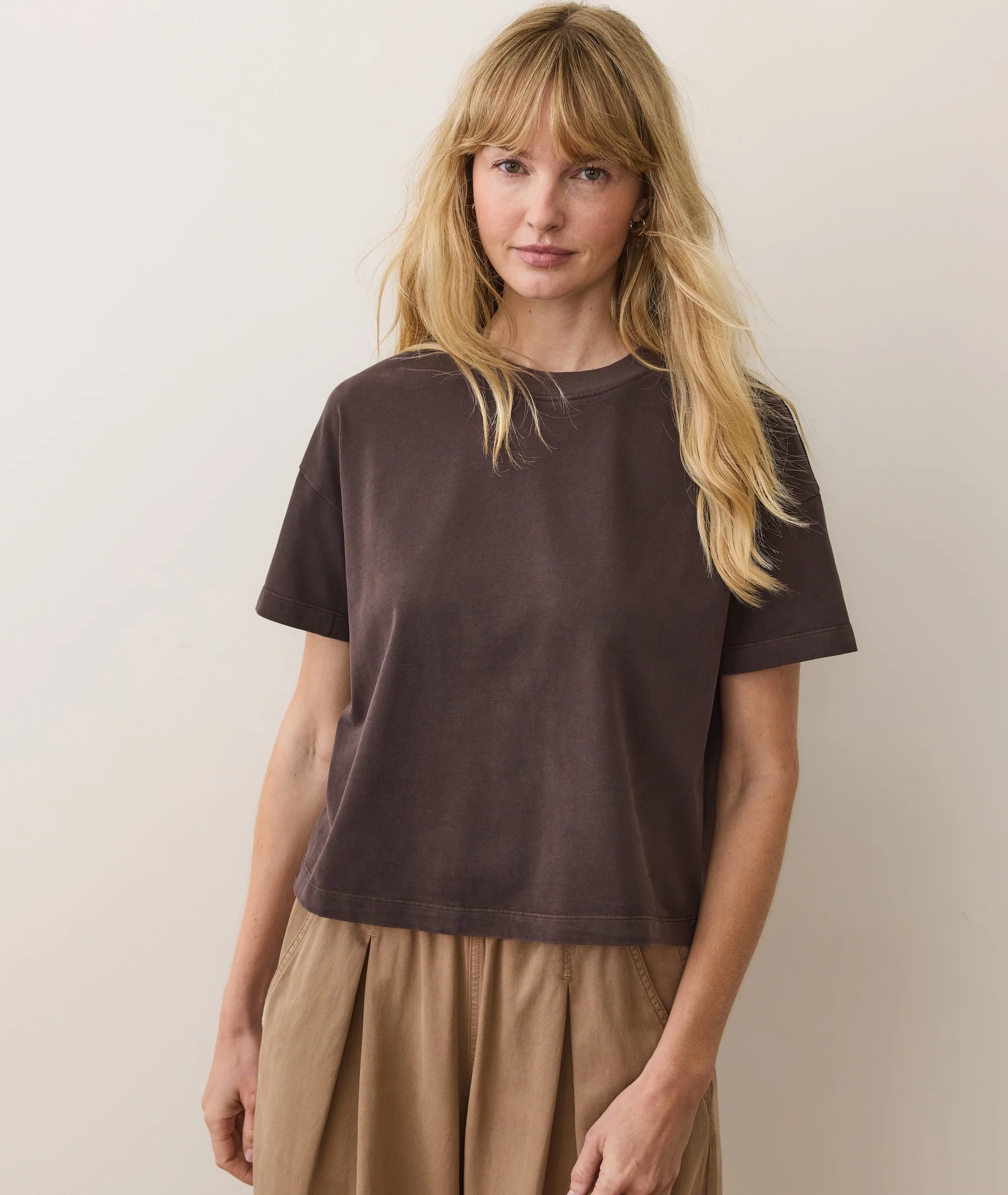 Women's Luxe Jersey Crew Tee in Coffee - Image 2