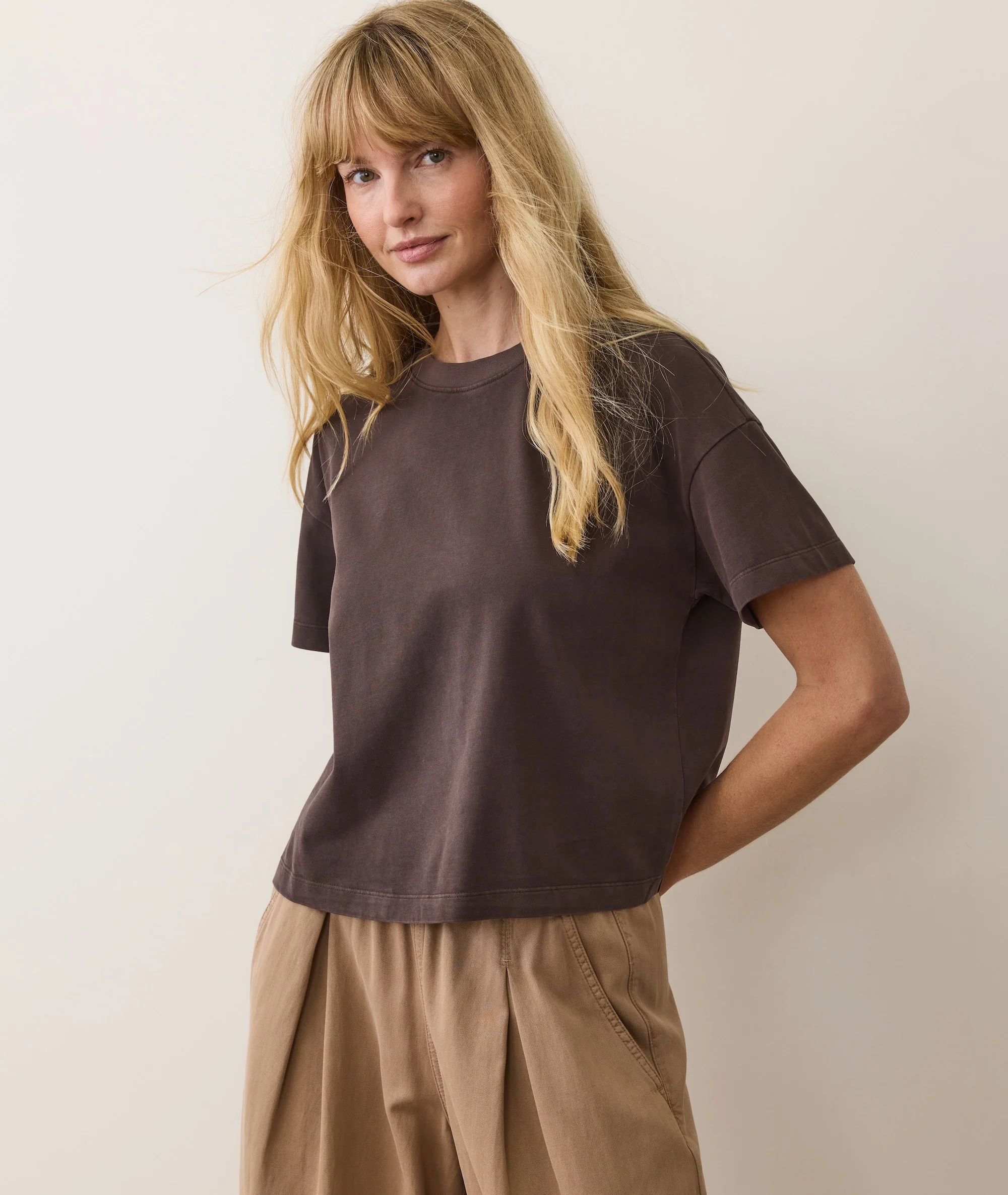 Women's Luxe Jersey Crew Tee in Coffee - Image 3