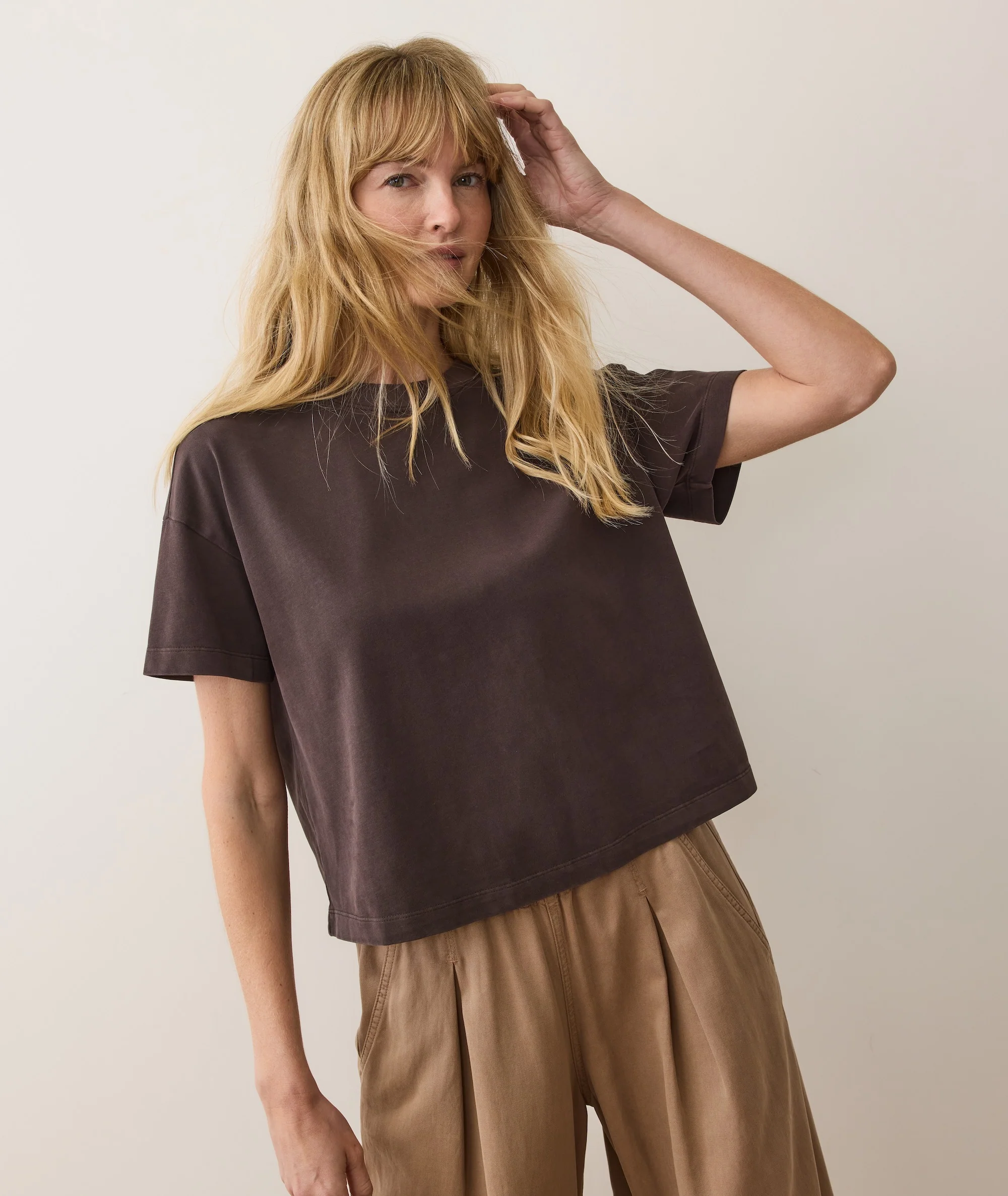 Women's Luxe Jersey Crew Tee in Coffee - Image 4