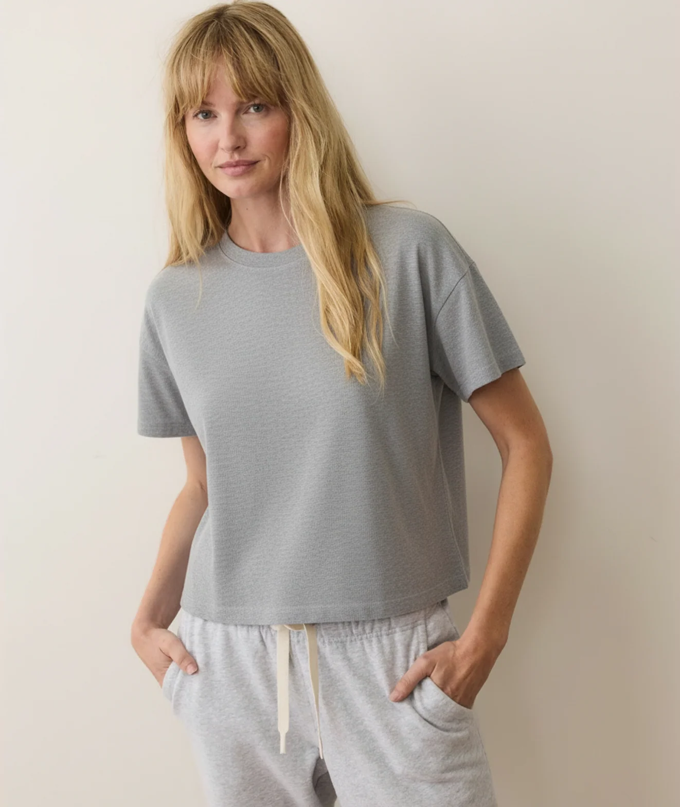 Women's Luxe Jersey Crew Tee in Heather Grey - Image 3